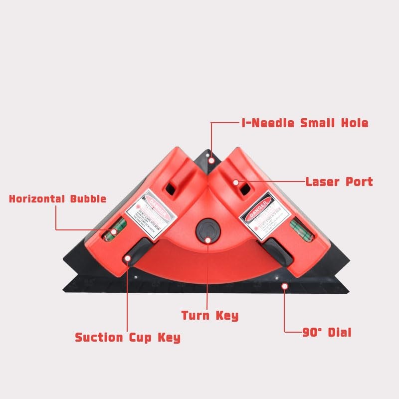 Square Laser Right Angle 90 Degree Level - 30ft Green Beam Line Projection Red