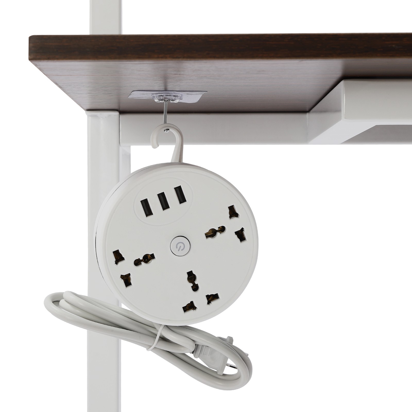 3 Tiers Computer Desk Wall Mounted Storage Shelf 72.5" Work Table W/ Power Strip