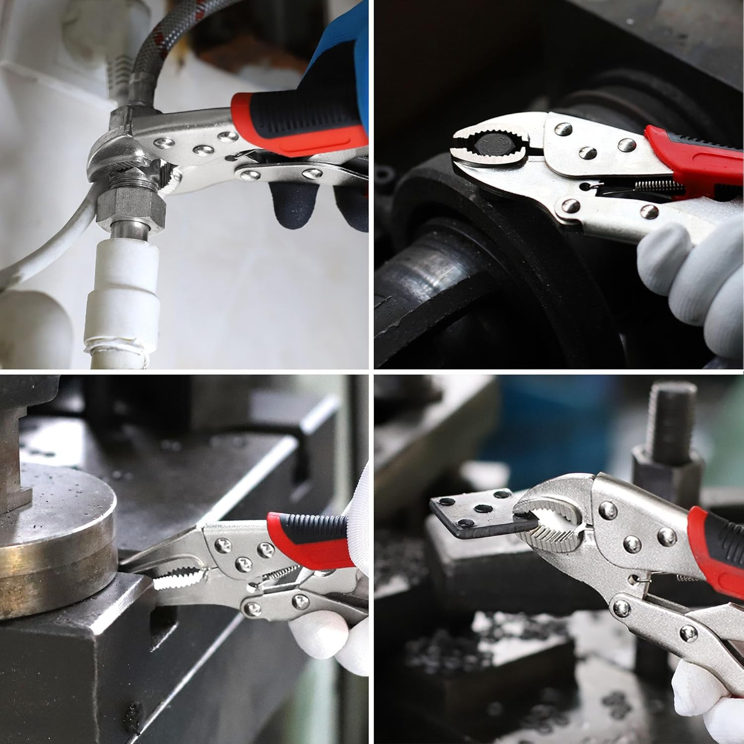 4-Piece Locking Pliers Set with Heavy Duty Grip, Red