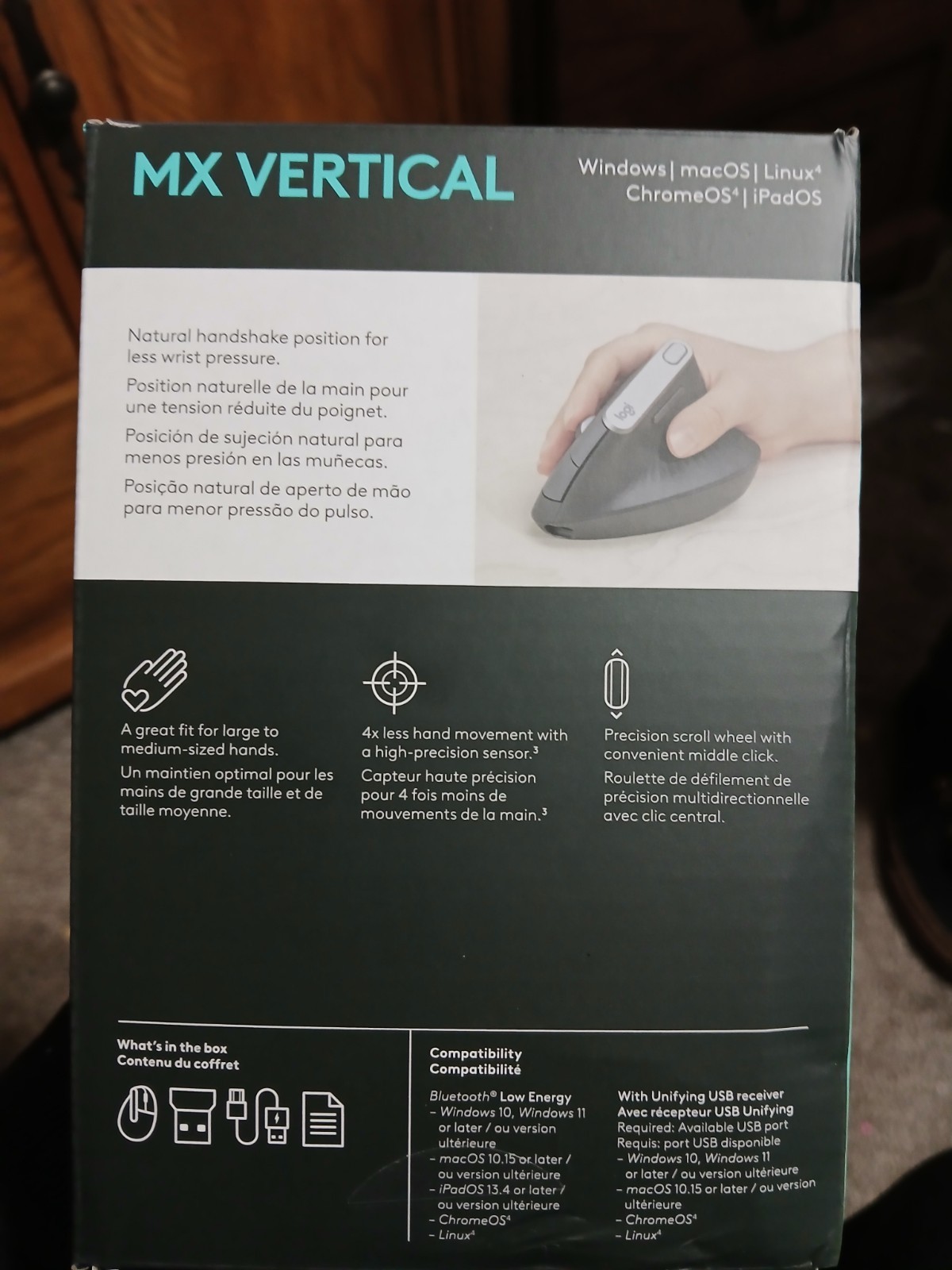 Logitech MX Vertical Ergonomic Optical Mouse Black Bluetooth Wireless