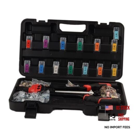 155PC Hand Rivet Nut Tool Kit, Professional Nutsert Tool Kit with 14 Metric