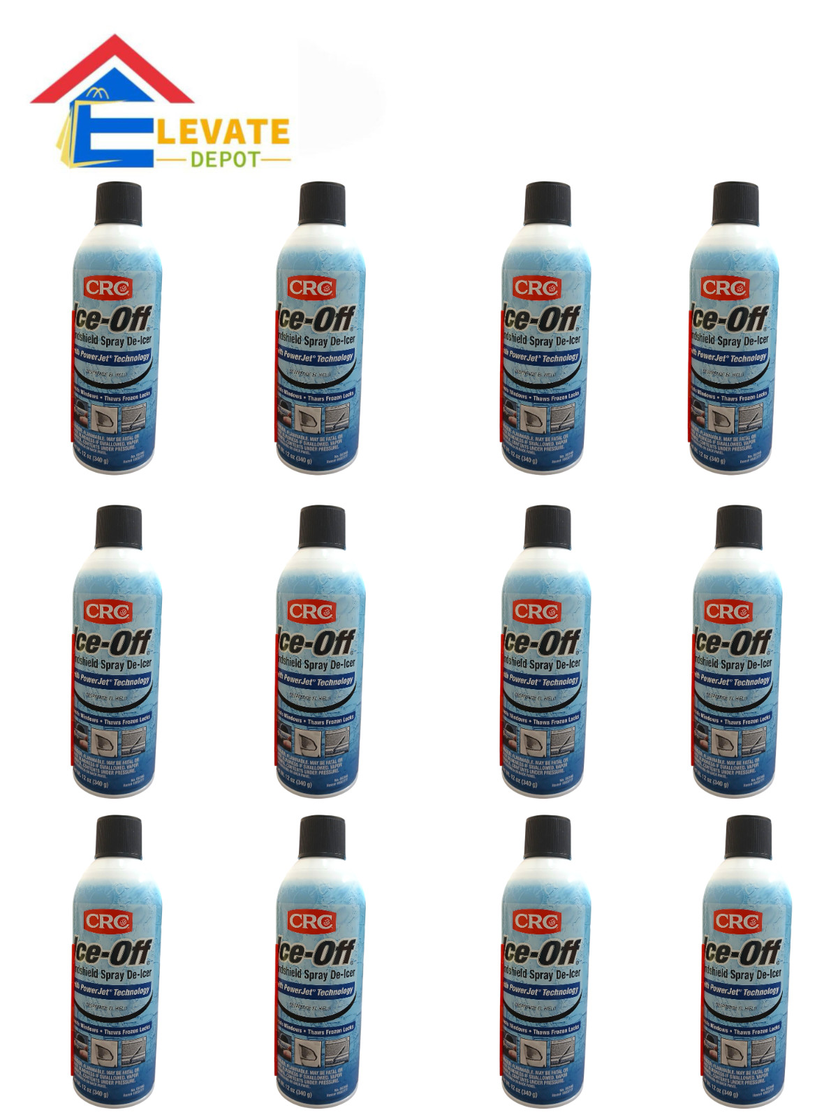 Lot of 12 CRC Ice-Off Windshield Spray De-Icer 12 Oz Melts Frost and Ice