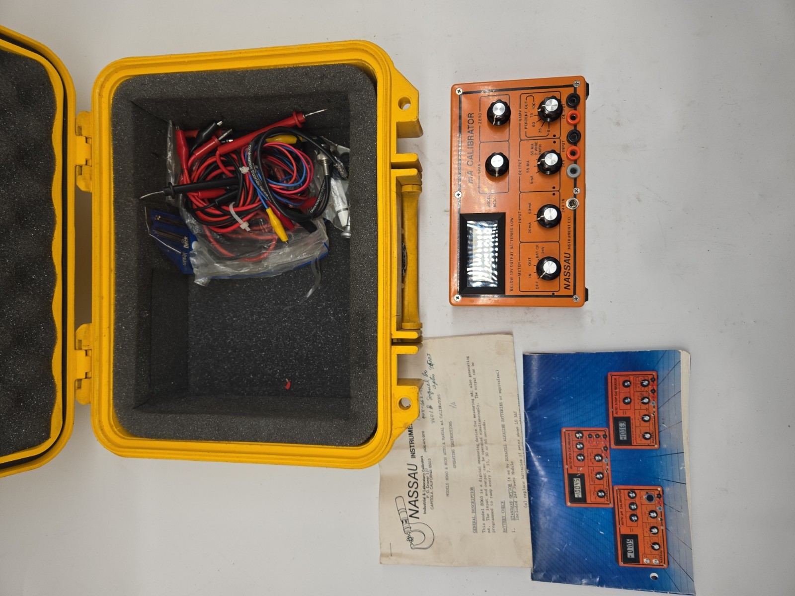 Nassau Instrument Co. Model 8030 mA Process Calibrator w/ Case Leads Manual