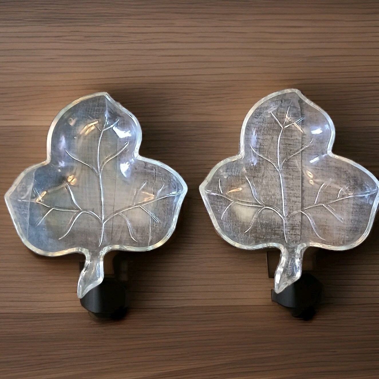 Vintage Candy Dishes, Hazel-Atlas Ivy Leaf Set of 2 Clear Glass 3 Part Divided
