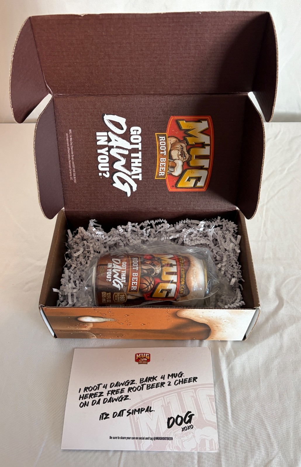 Mug Root Beer DAWG Ltd Ed 2025 NCAA Tournament BULLDOG Can Empty Bottom-Opened