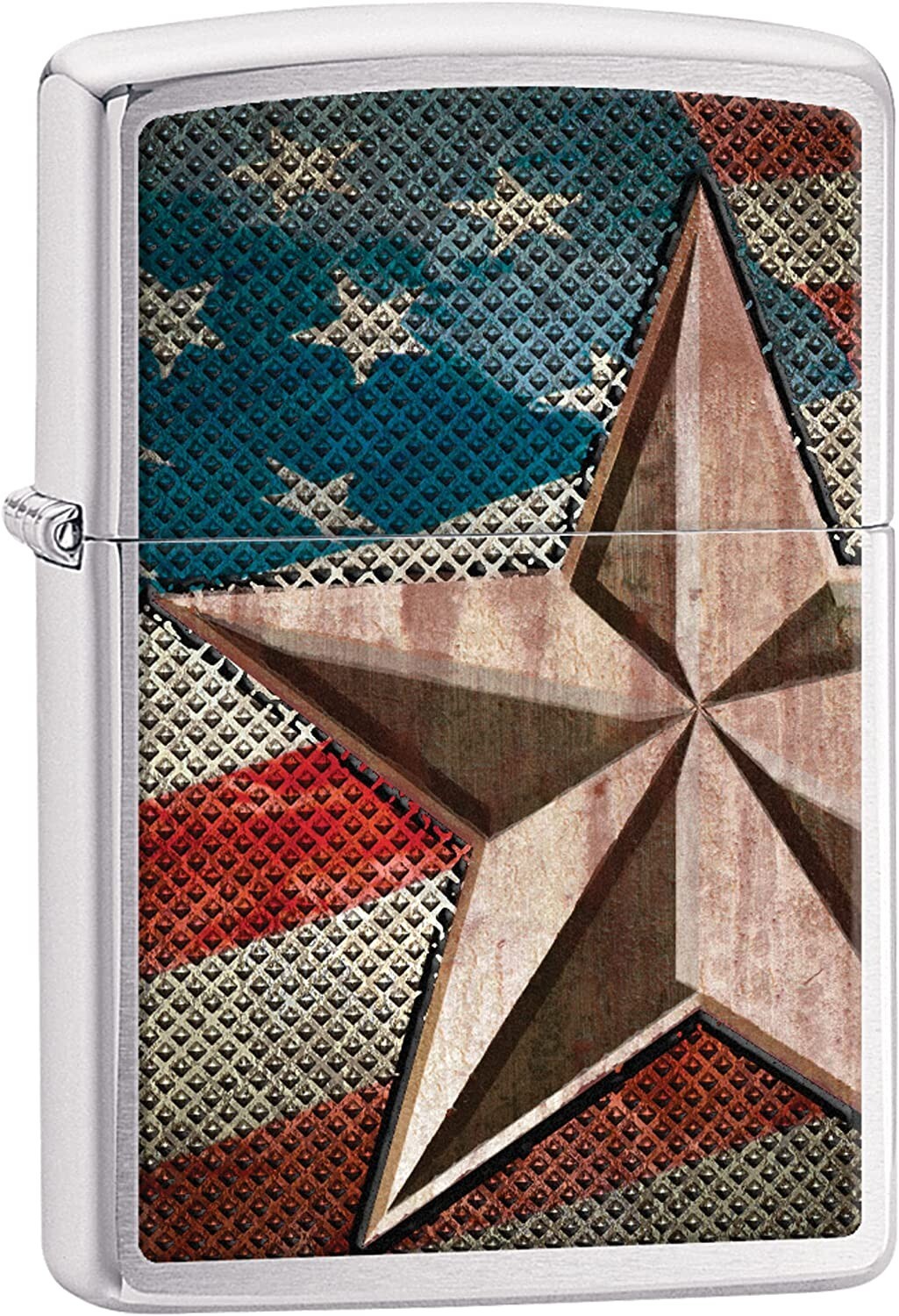 Zippo Retro Star and Flag Brushed Chrome 28653