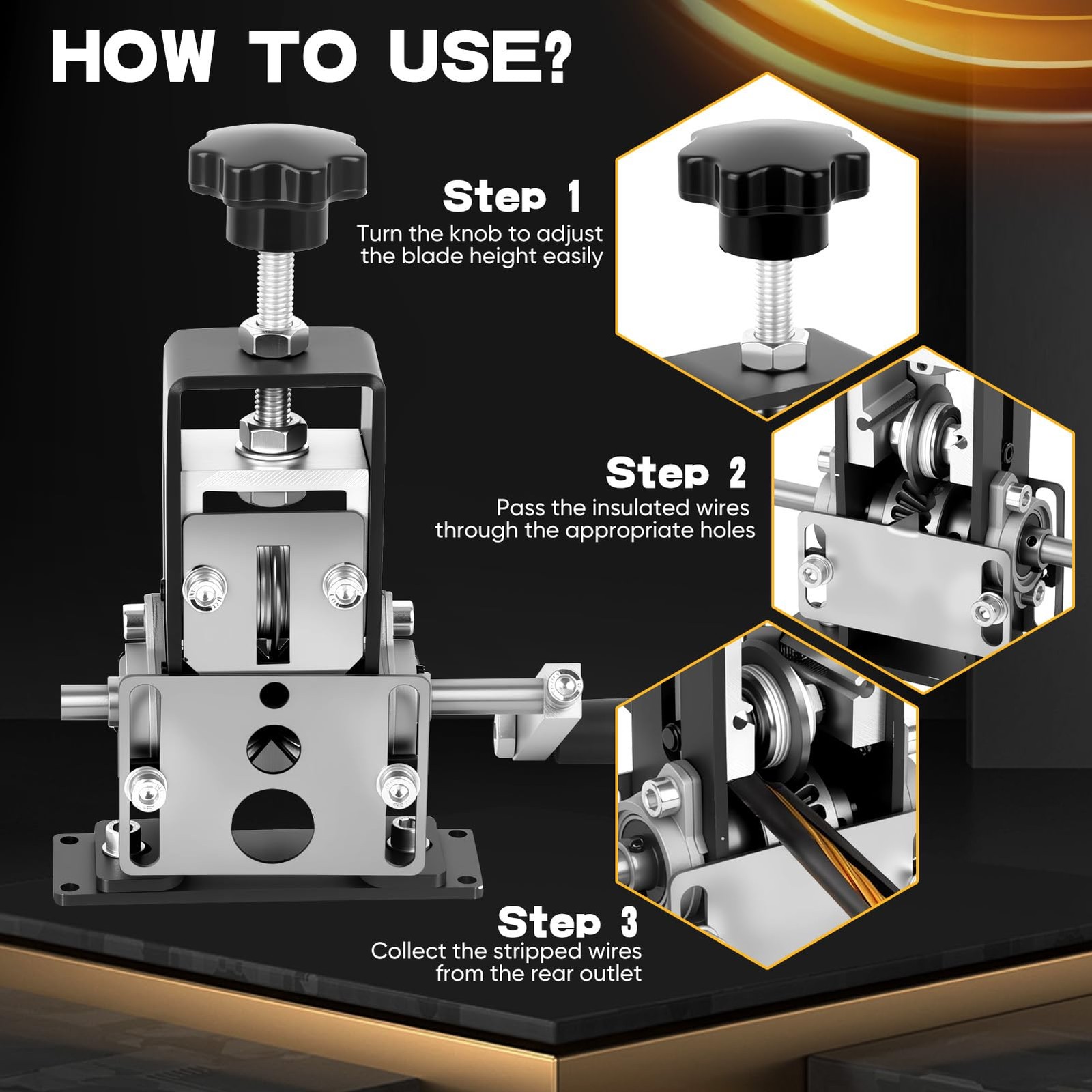 Wire Stripper Machine wire gauges 0.04’’- 1’’, Drill-Powered/Manual Dual-mode...
