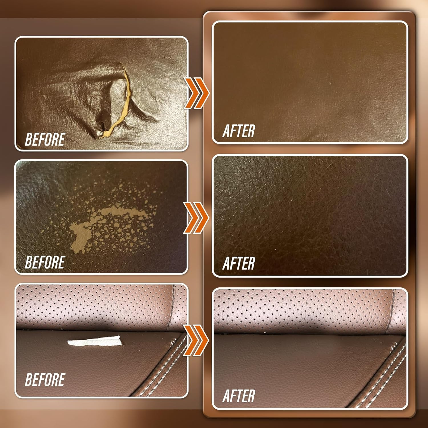 KIKYO Brown Leather Repair Kit, Faux Leather Chair & Couch Repair Kit