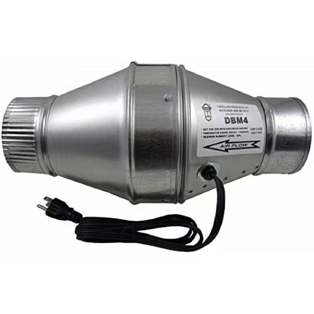 100 CFM Duct Booster Fan for 4 In. Flex or Metal Duct