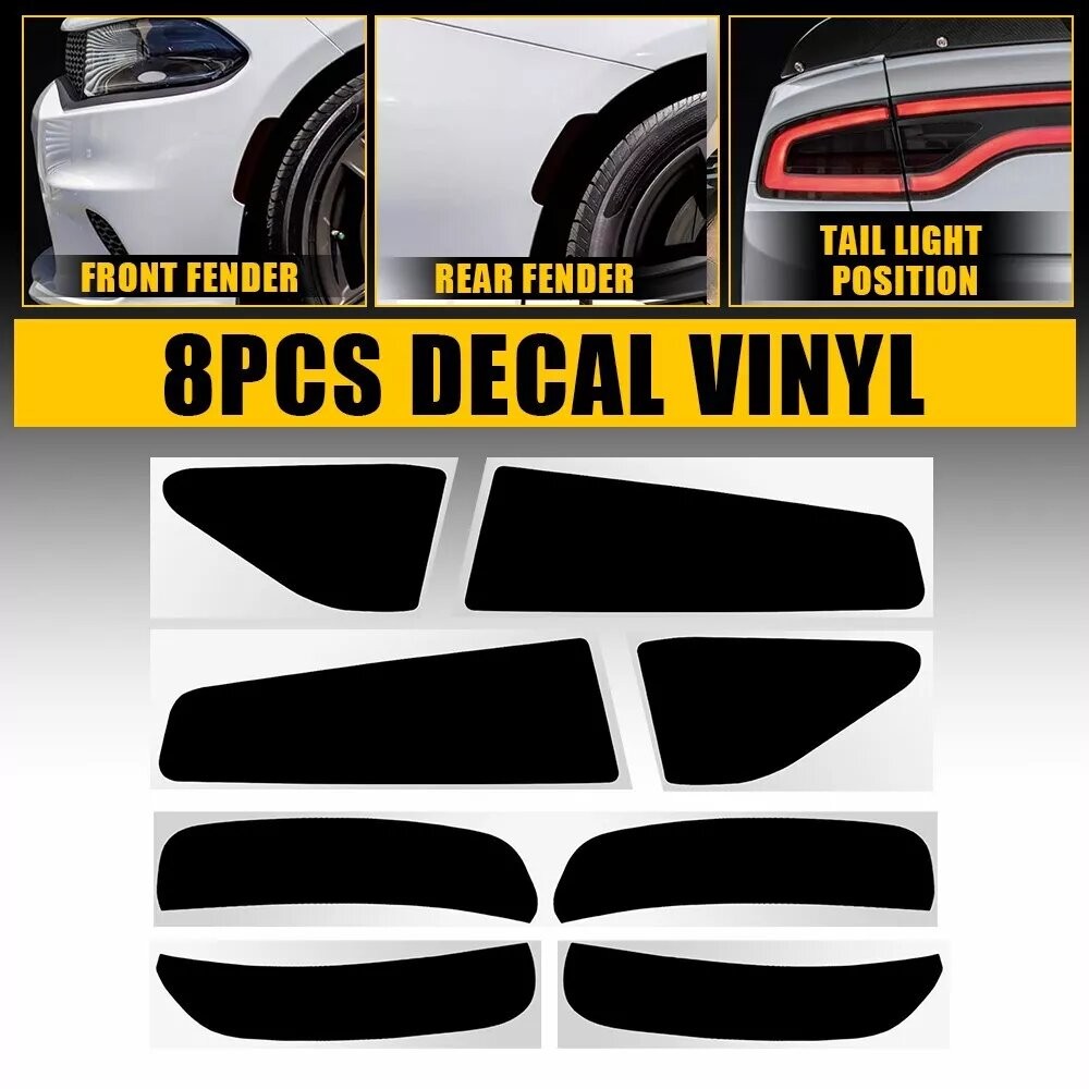 8pc Tail Light&Side Marker Light Vinyl Precut Tint For Dodge Charger 2015-2023