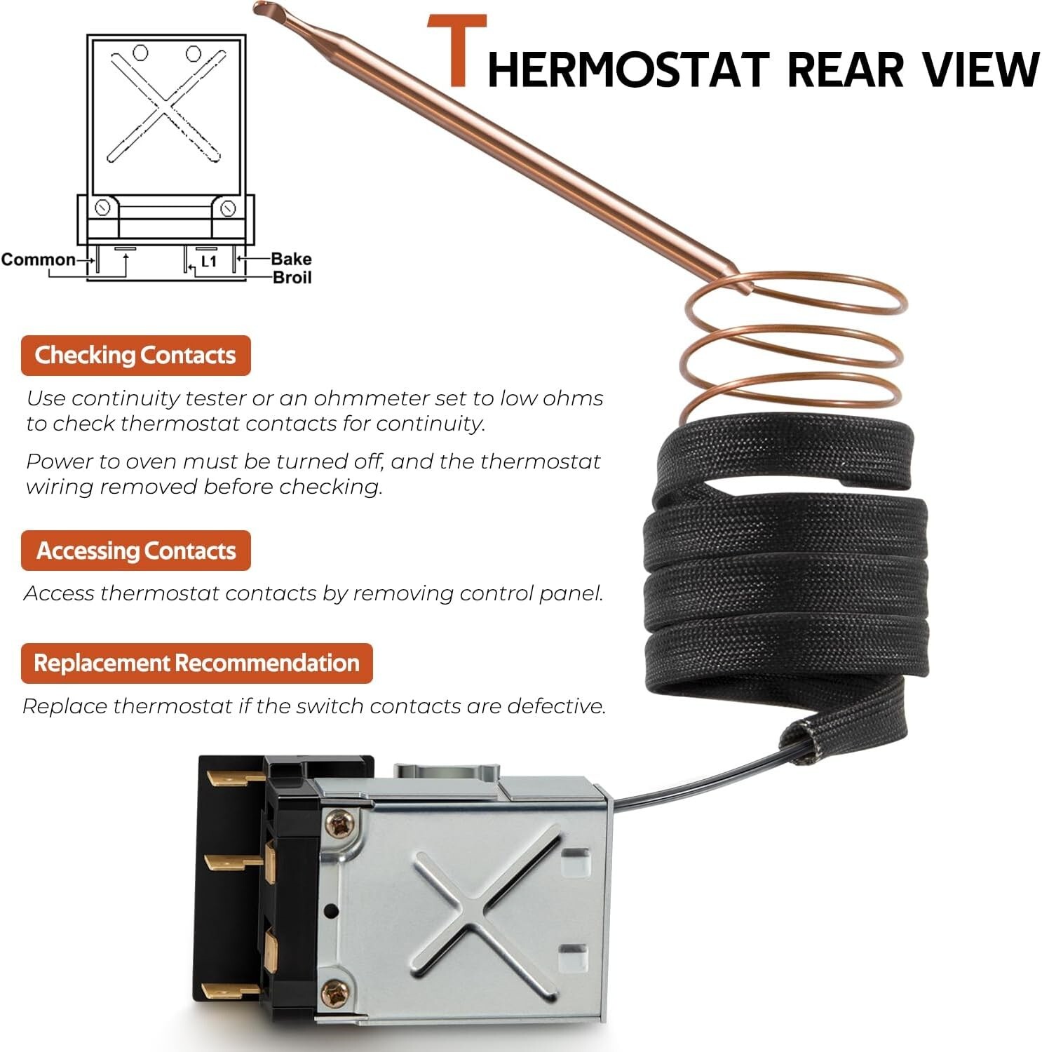 PB010036 Bake/Broil Thermostat For Viking Ranges, Induction,Electric & Gas Ovens