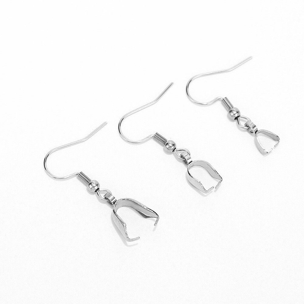 50pcs Stainless Steel Eearring Clasps Hook Settings DIY Findings