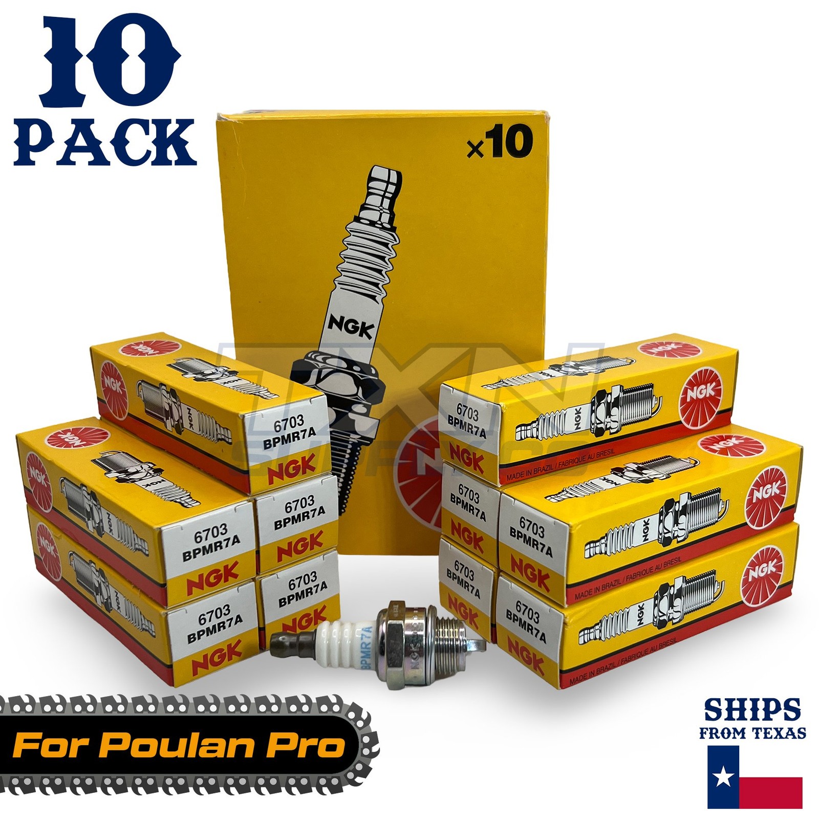 10 Pack NGK Spark Plug - For Poulan Pro S68 Chainsaw
