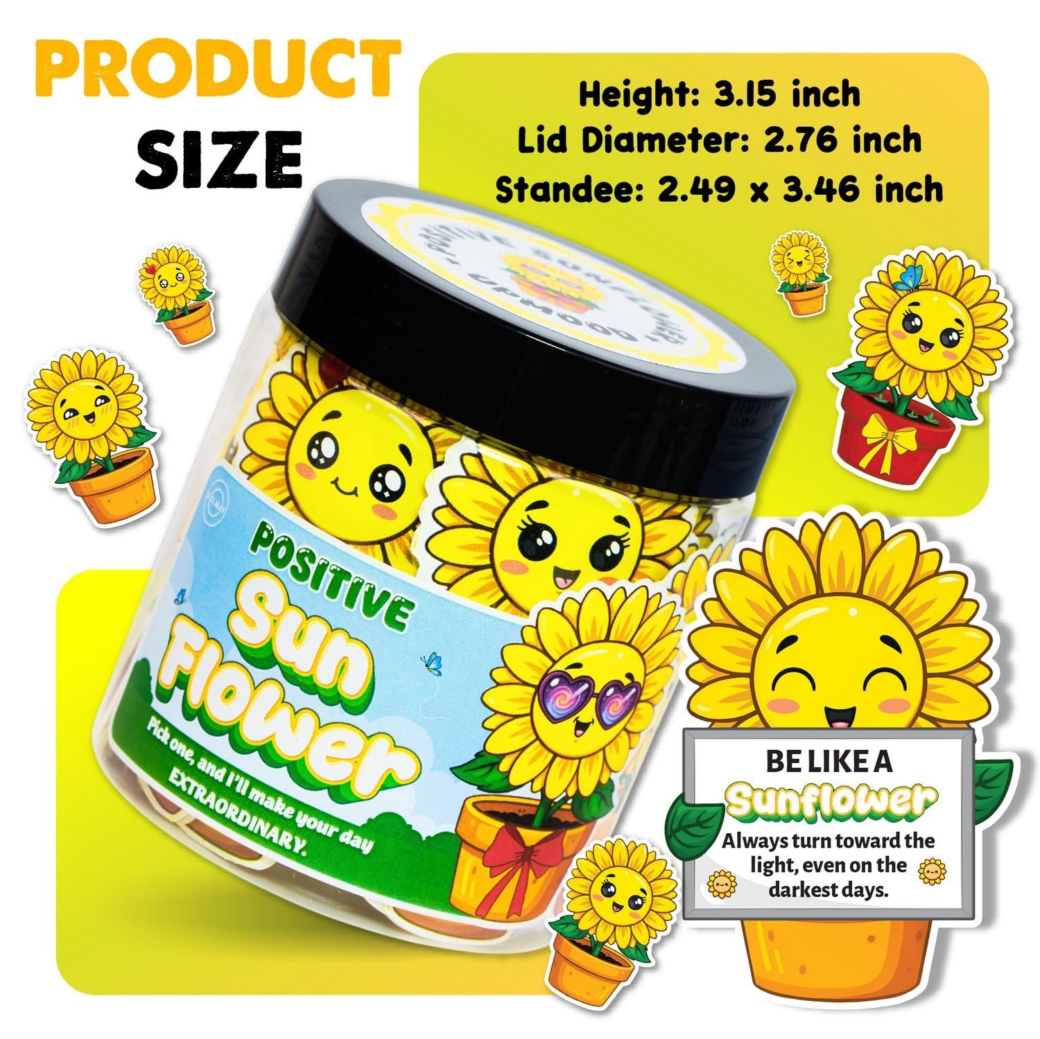 Positive Sunflower Jar – 60 Daily Affirmation Cards with