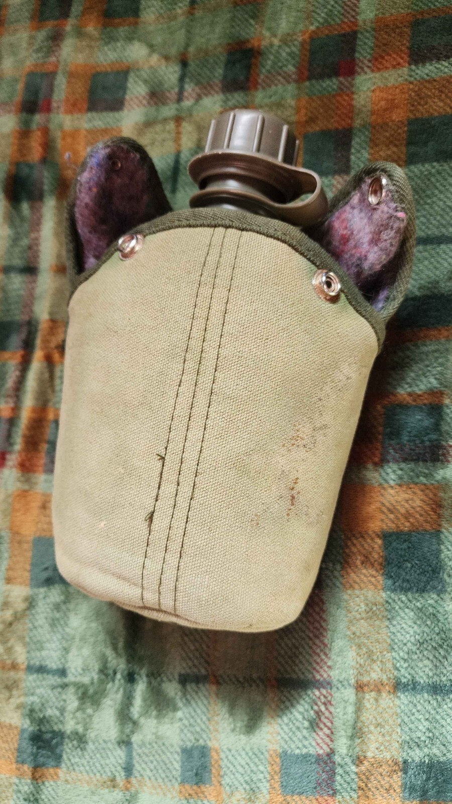 Vintage Hard Plastic US Military Canteen and cover