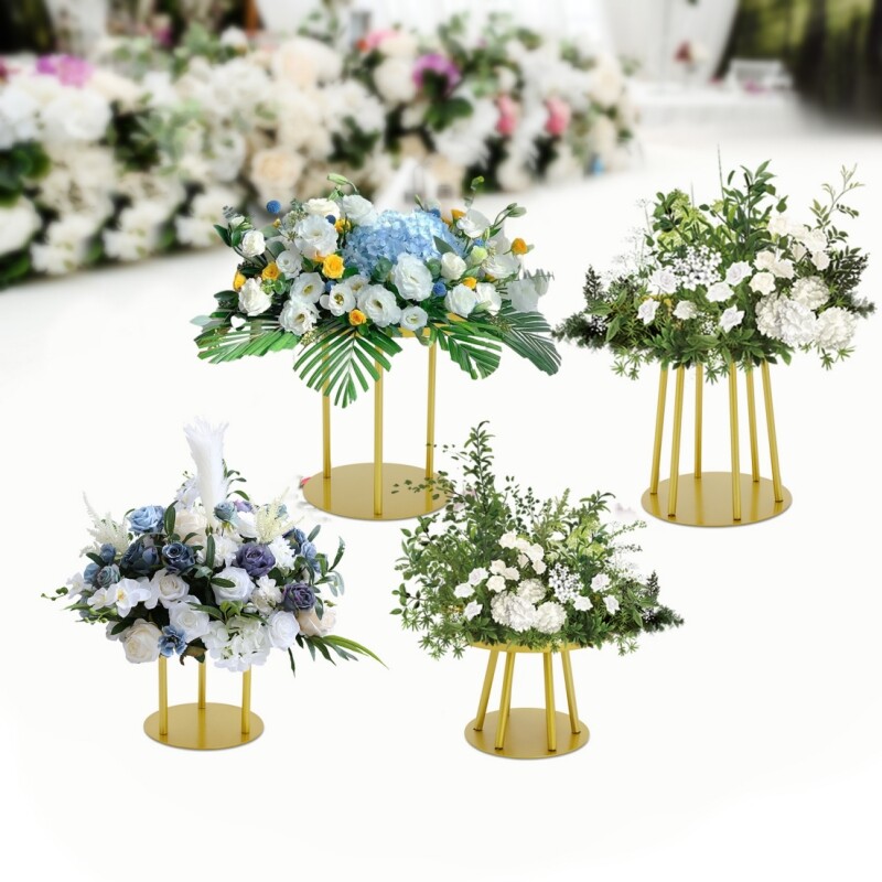 Two Sizes Gold Metal Flower Stand 4 Pcs For Wedding Table Centerpieces Decor