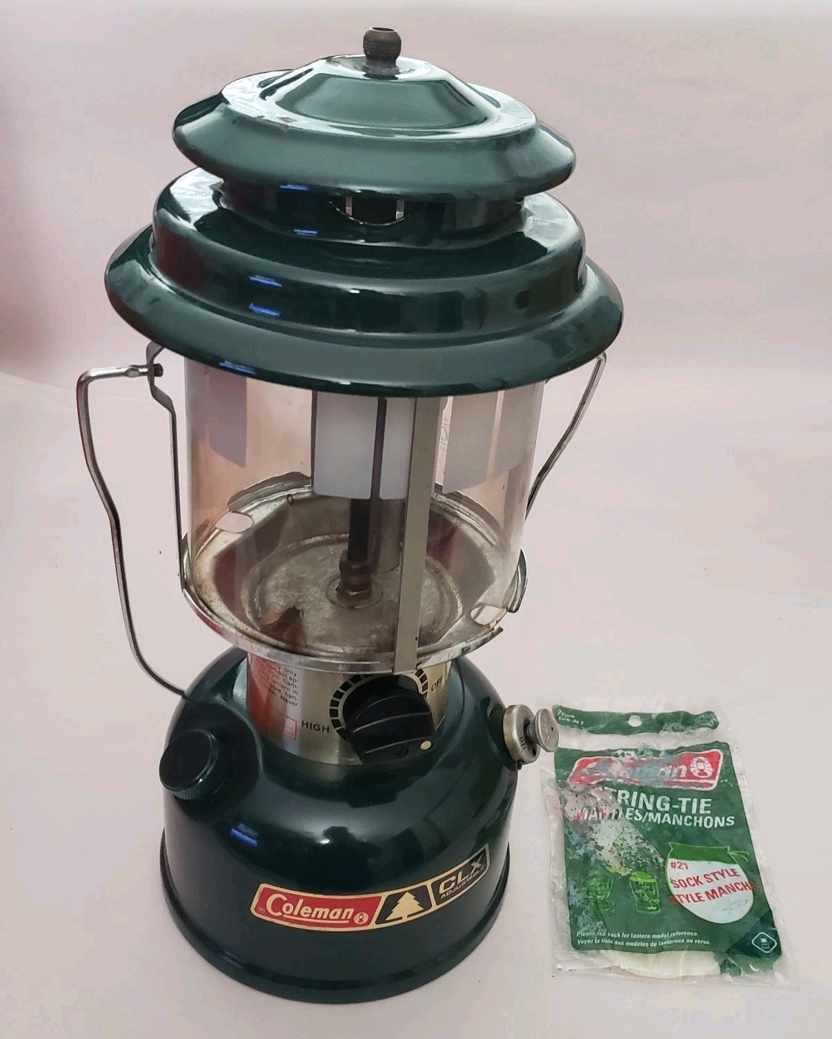 Coleman Model 290 CLX Double Mantle Lantern 9/84 Picket Fence Globe