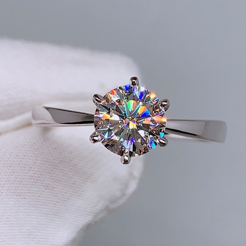 Sterling Silver Six-Prong Adjustable Ring Women's jewelry Gift