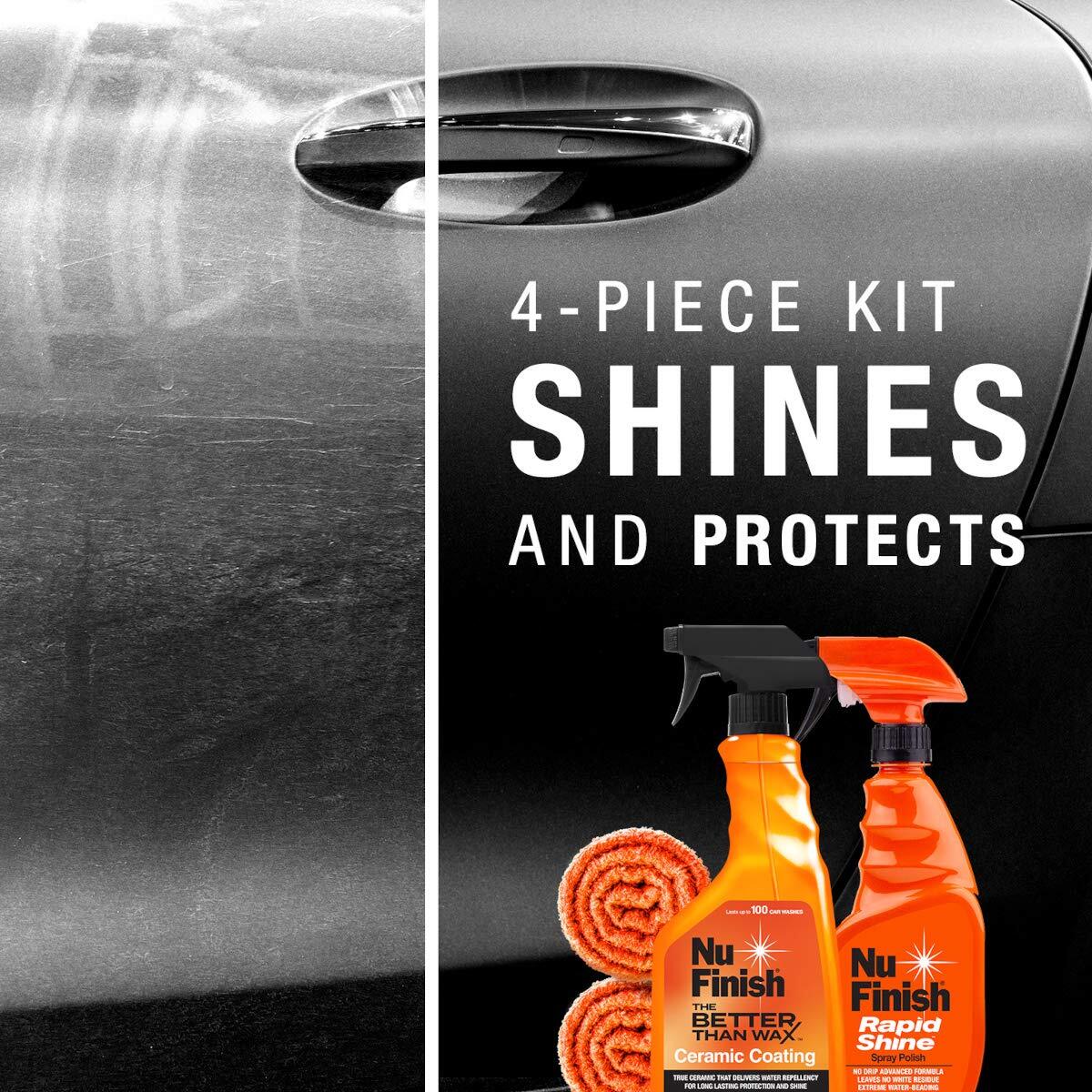 Nu Finish Car Protector Kit - Ceramic Coating, Rapid Shine, 2 Microfiber Towels