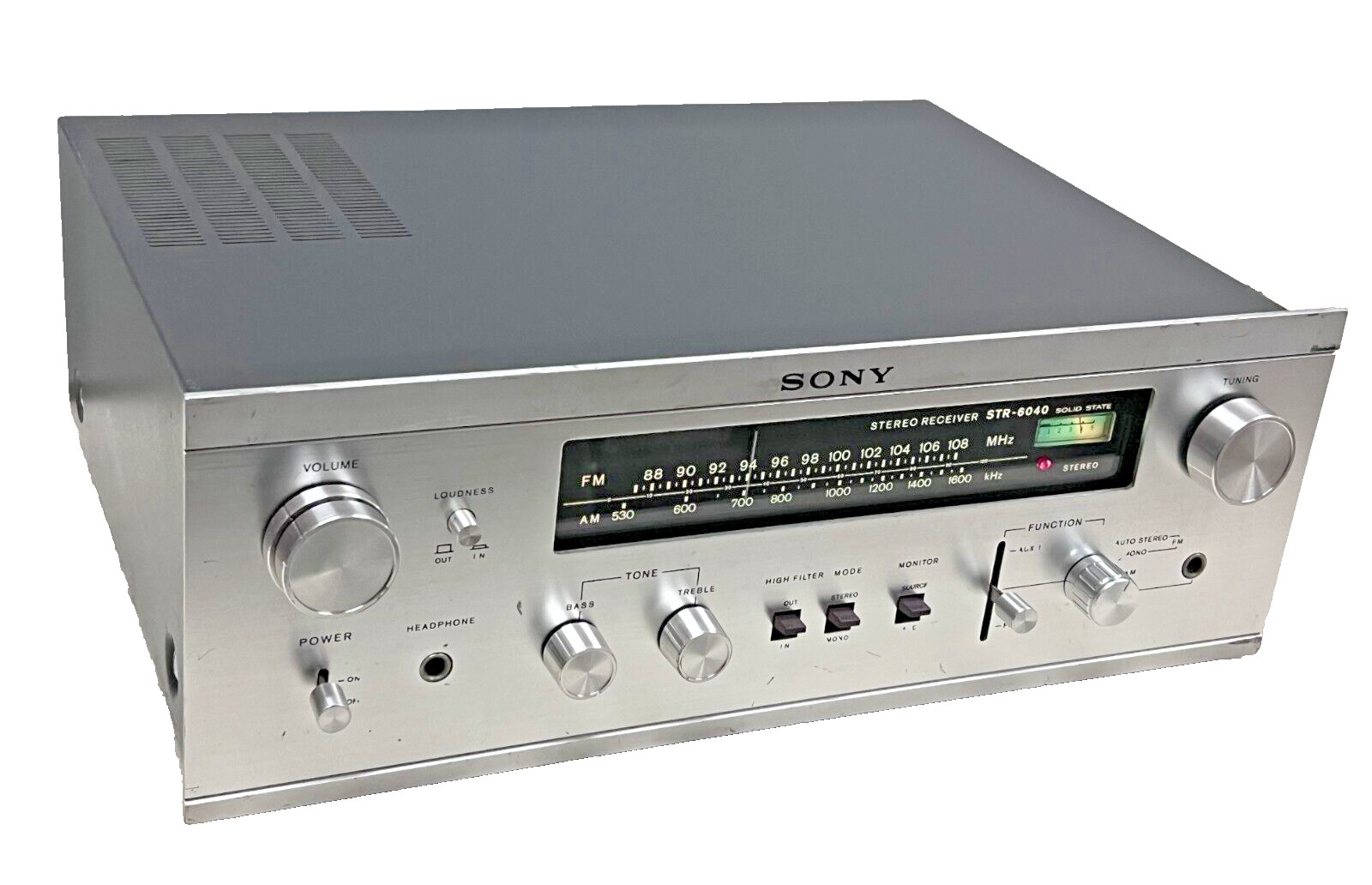 Vintage SONY STR-6040, 22W AM/FM Stereo Receiver, 1969, Pro. Serviced.