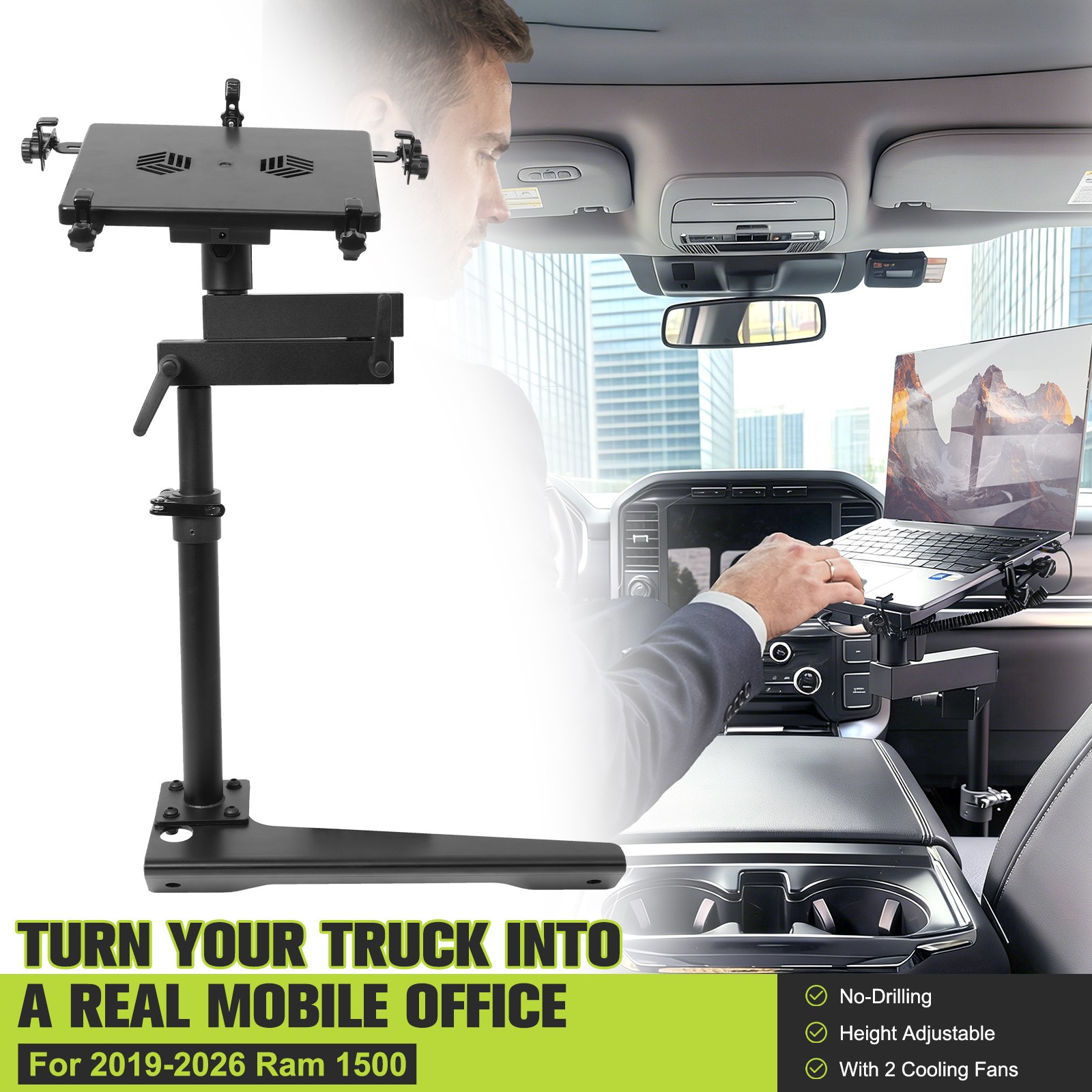 Adjustable Truck Laptop Mount Vehicle Laptop Stand for 19-26 Ram 1500 NO-Drill
