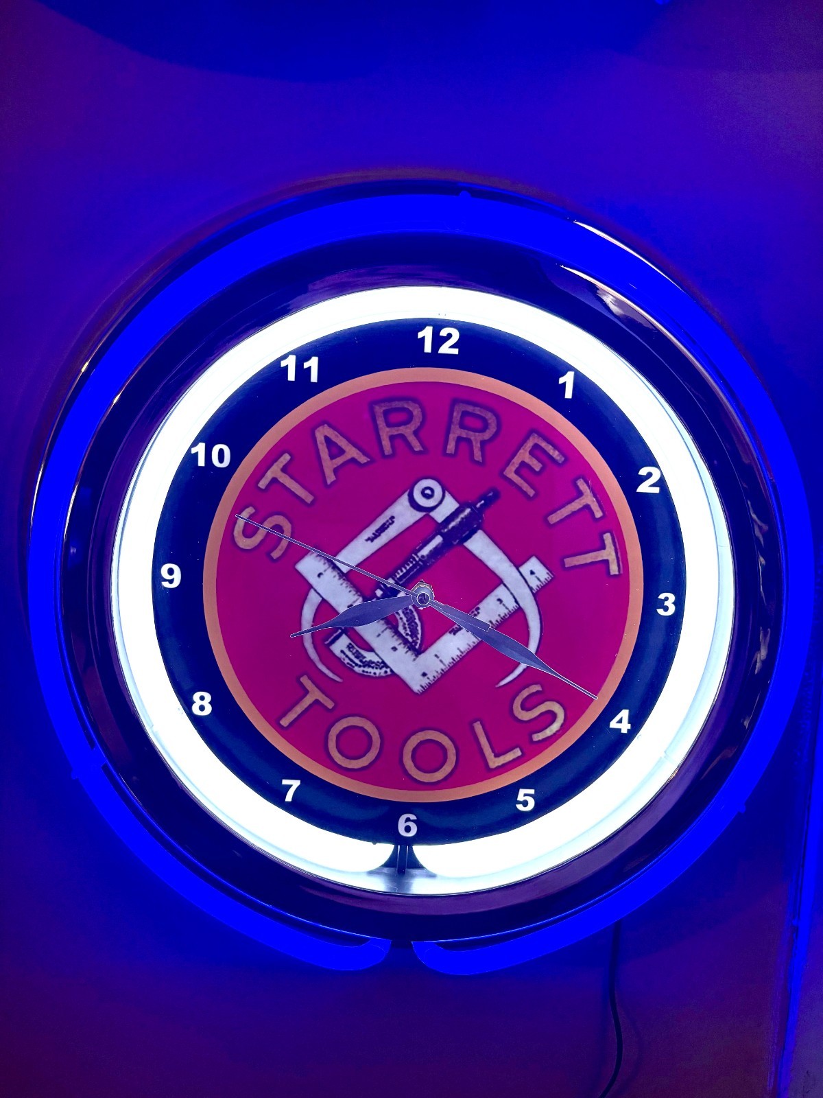 Starrett Tools Micrometer Machinist Shop Garage Neon Style LED Clock Sign