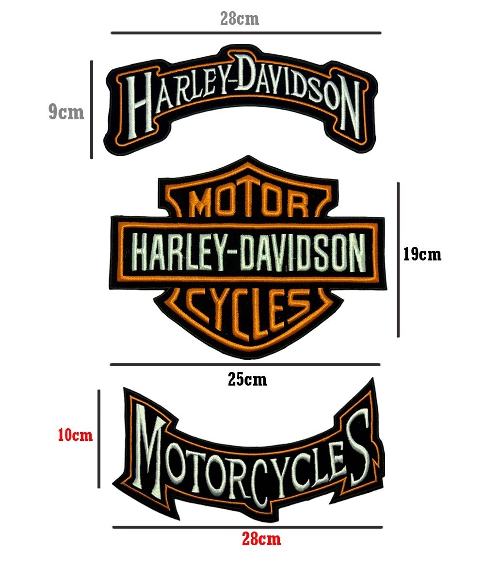 3 Harley Davidson Motorcycle Embroidered Iron On Patch Black Orange free ship