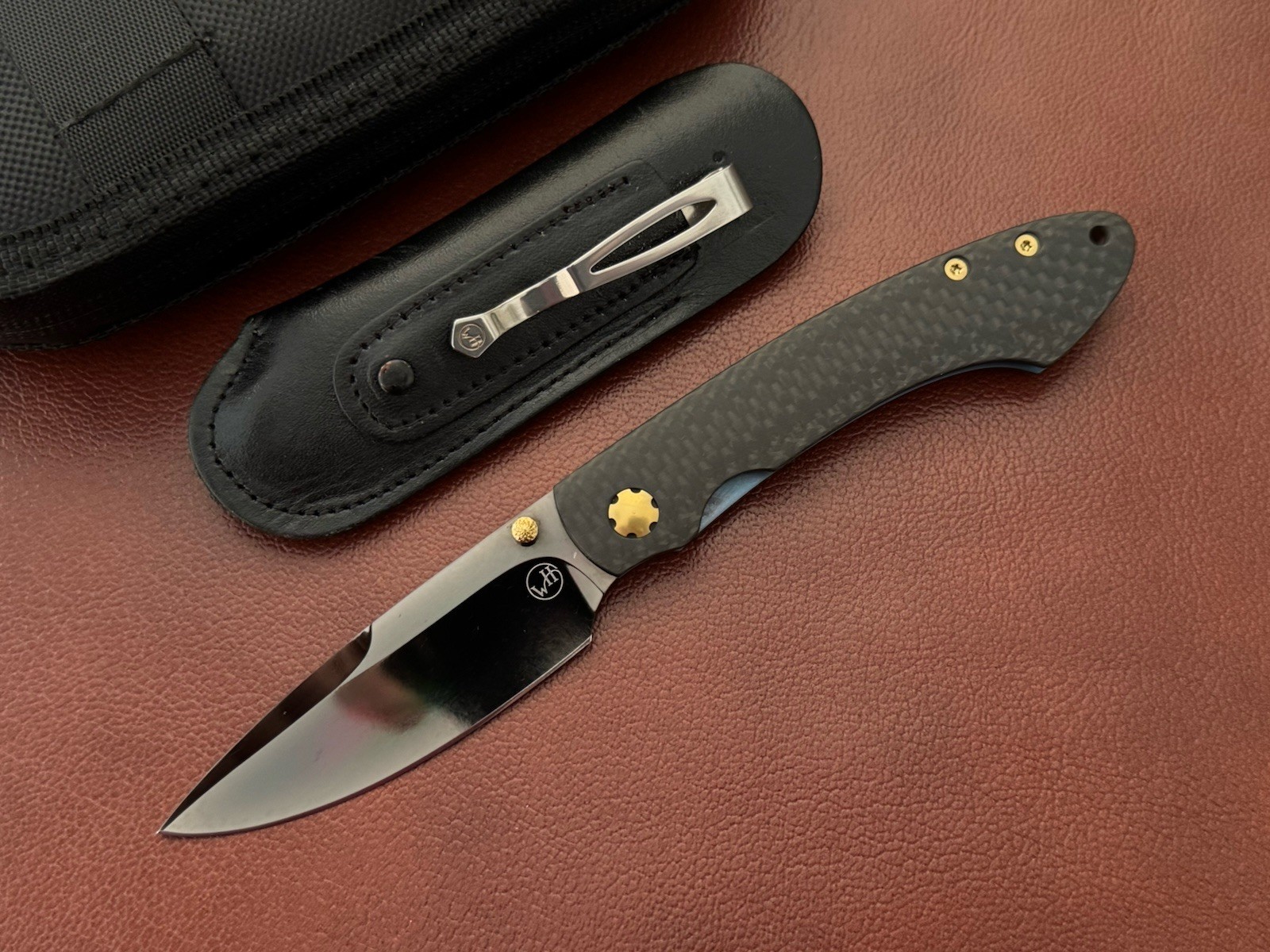 Vintage William Henry T12 Folding Knife 154CM Blade CF Handles Titanium Liner
