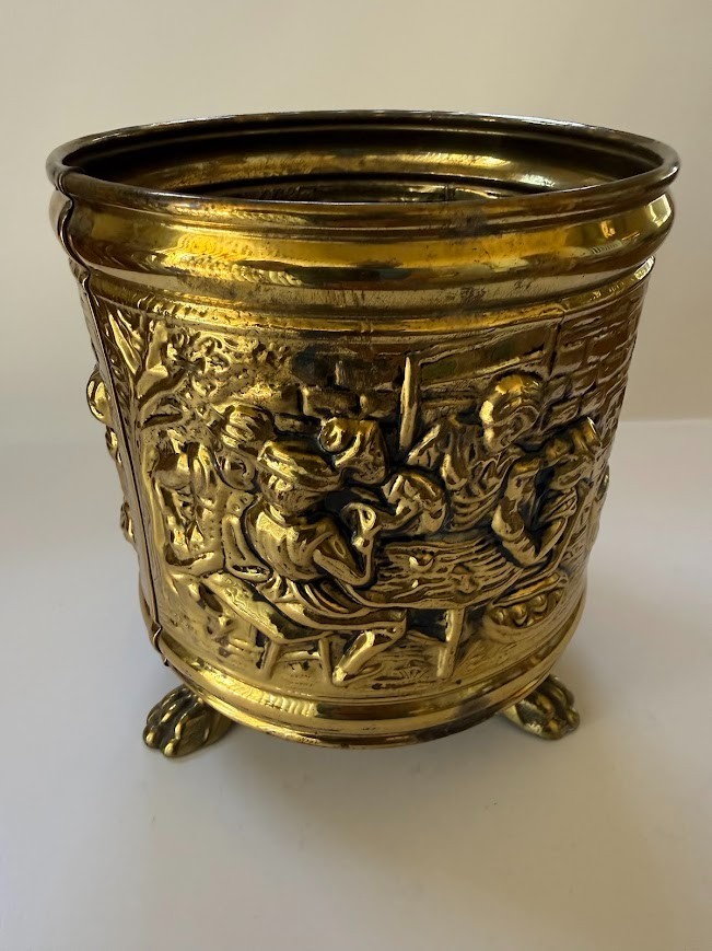 Vintage Peerage Embossed Brass Footed Planter Made in England