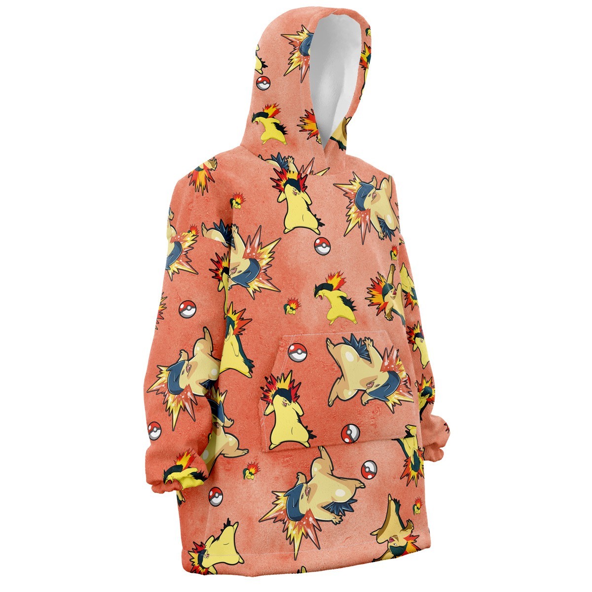 Typhlosion Pattern Pokemon Oversized Blanket Hoodie