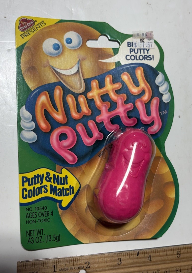 Sealed 1991 Nutty Putty Play-Doh PINK Putty & Plastic Peanut, Tonka, NIP