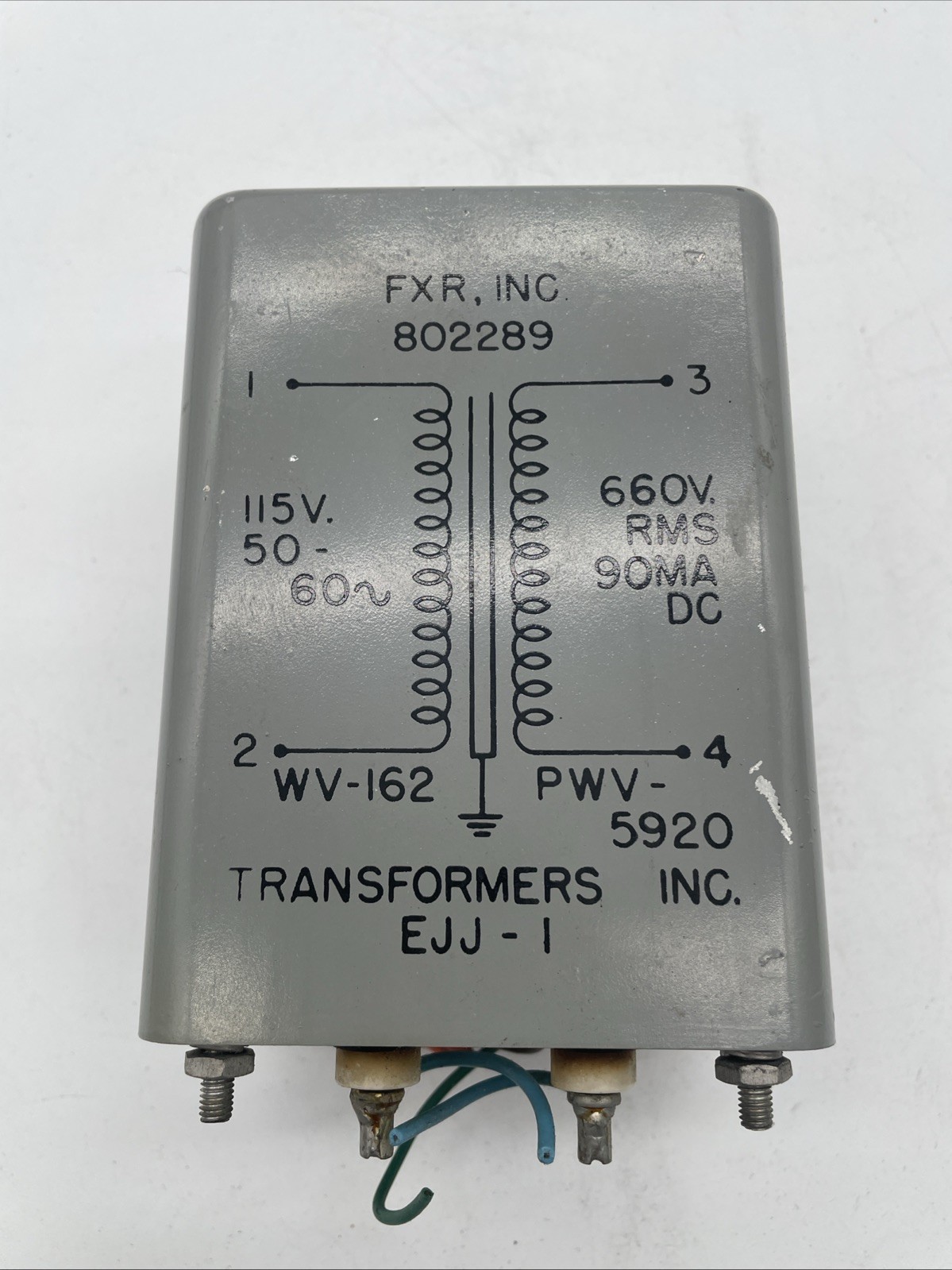 Vintage FXR Inc EJJ-1 Filament Transformer Oil-Filled 6.3V 3800 VWDC 6.3V S2