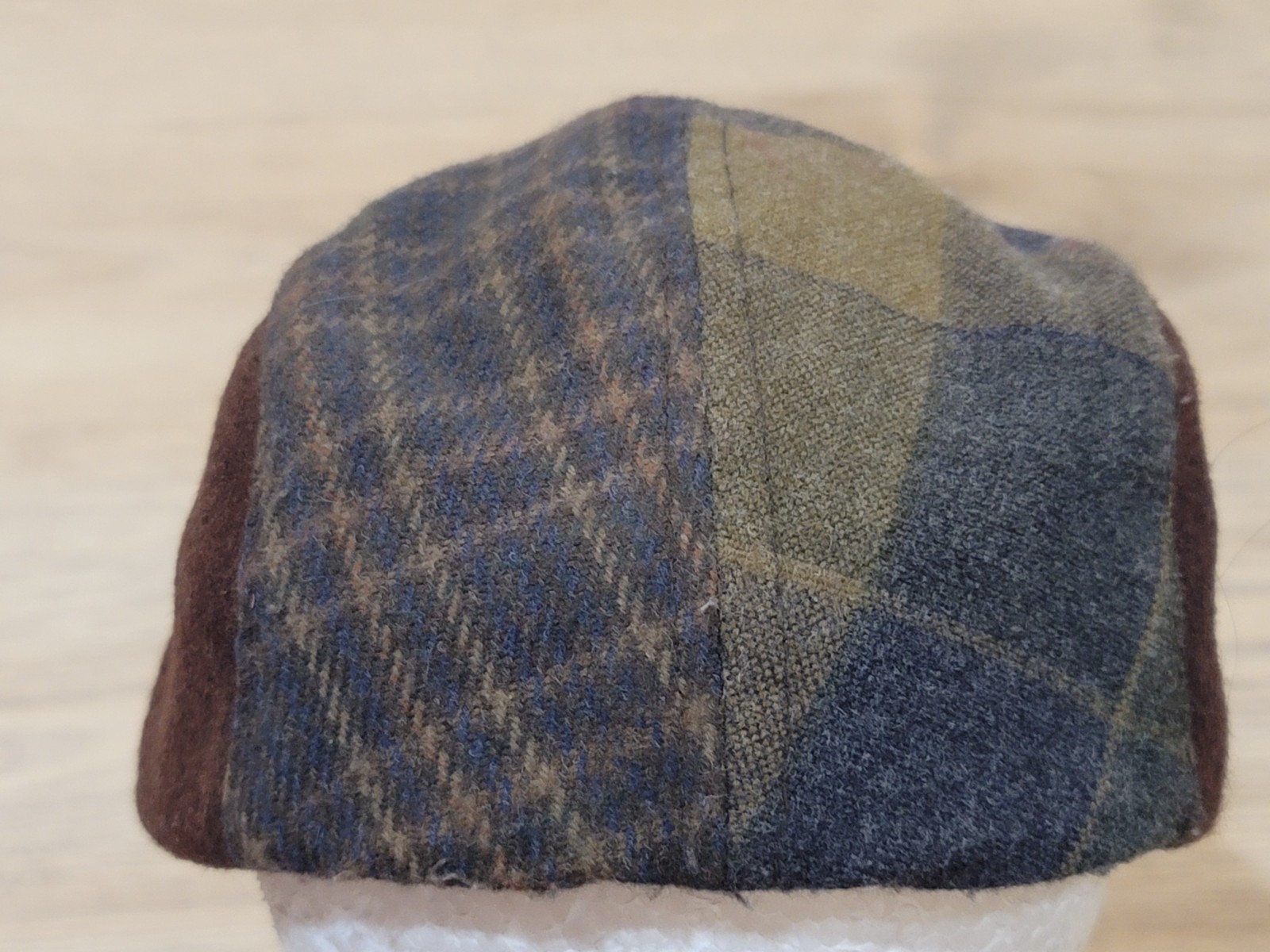 Youth Patchwork Nesboy Cap Fitted Hat Brown Fabrics Lined Interior Classic