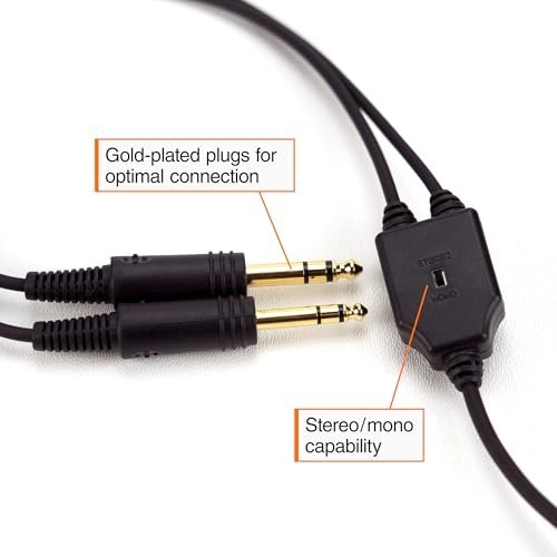 Durable Pilot Headset with 23 dB Noise Reduction, Noise-Canceling Mic, Stereo/Mo