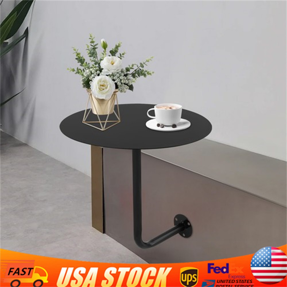 Wall Mounted Bar Table Modern Round Coffee Table Drinks/Snacks Storage Balcony