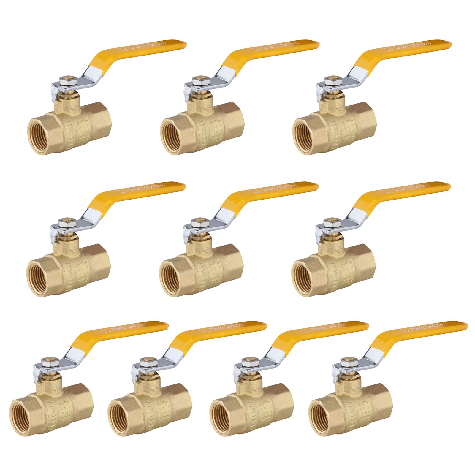 10PCS 3/4 Inch  Full Port 600WOG FNPT Brass Ball Valve ,Lead Free,Yellow level