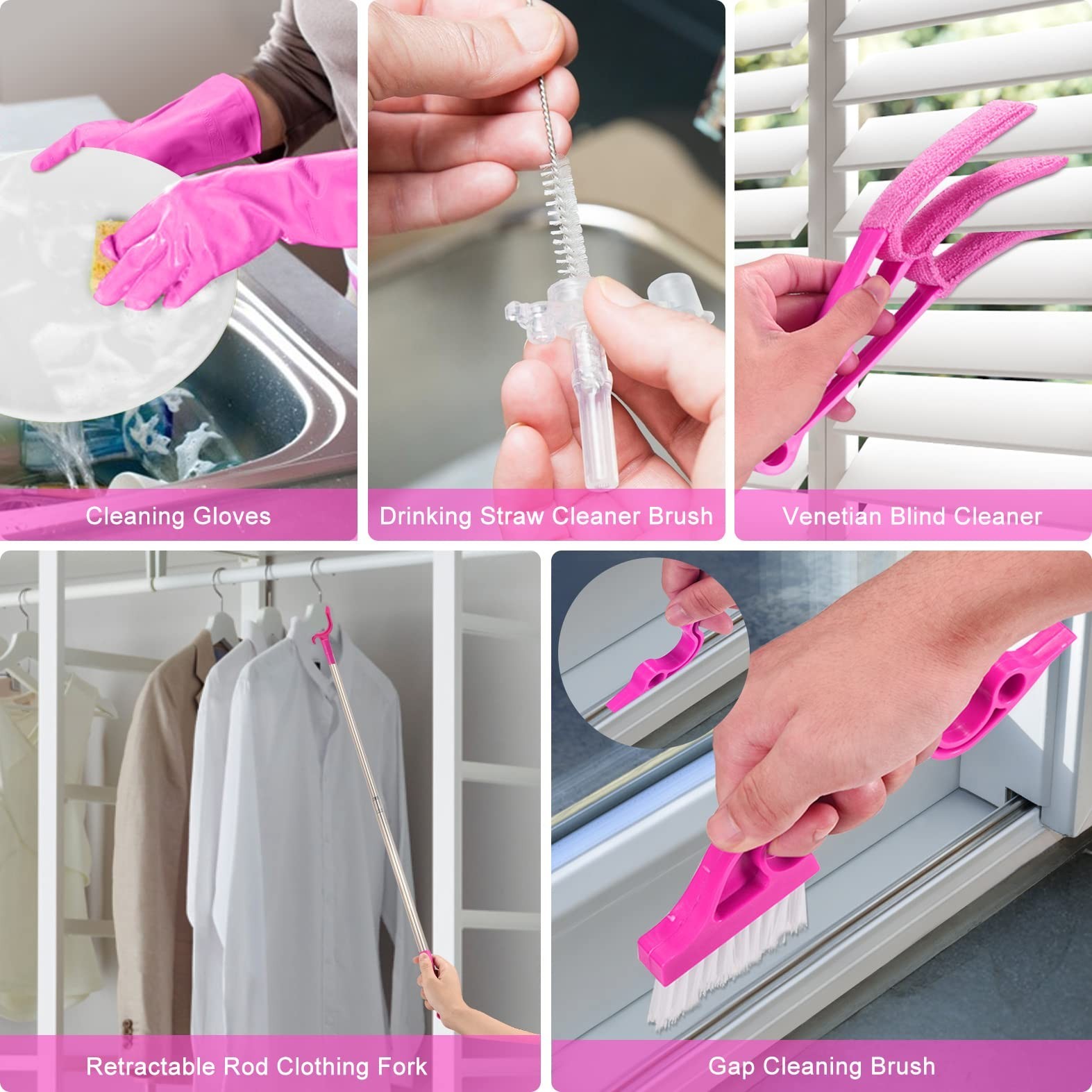 Microfiber Dusters for Cleaning, Feather Dusters with Extension Pole, Bendabl...