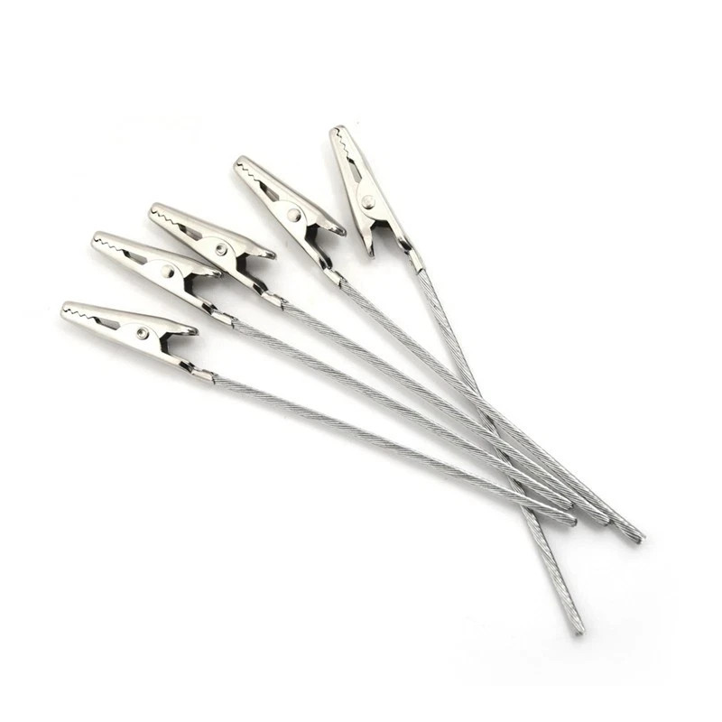 5X Electric Non Insulated Testing Long Crocodile Clamps Alligator Clips