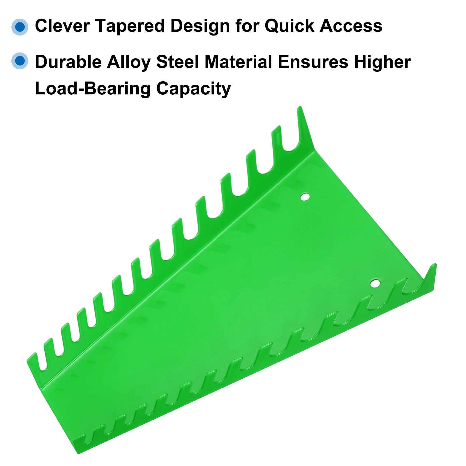 10pcs Metal Wrench Organizer, 130-Slot for SAE & Metric Wrenches, Green