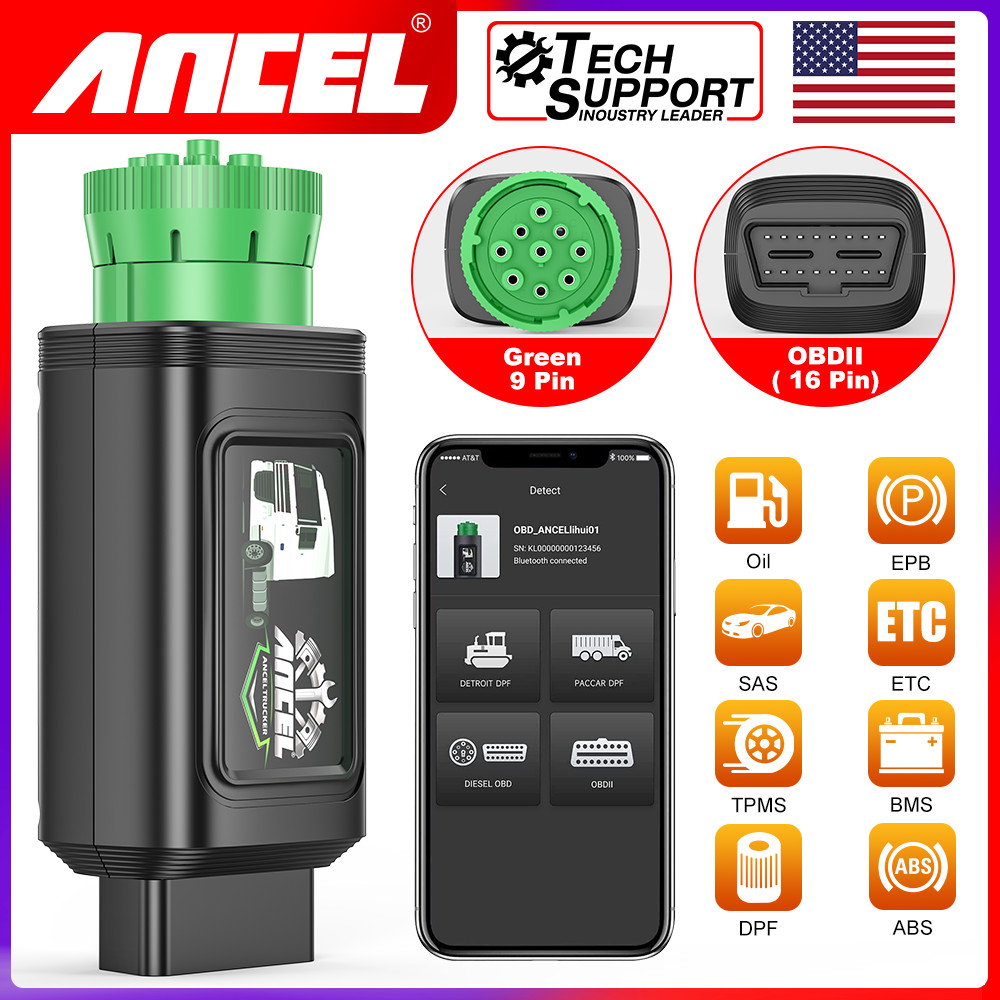 ANCEL HD100 Heavy Duty Truck Diagnostic Scanner Voltage & Vehile Information