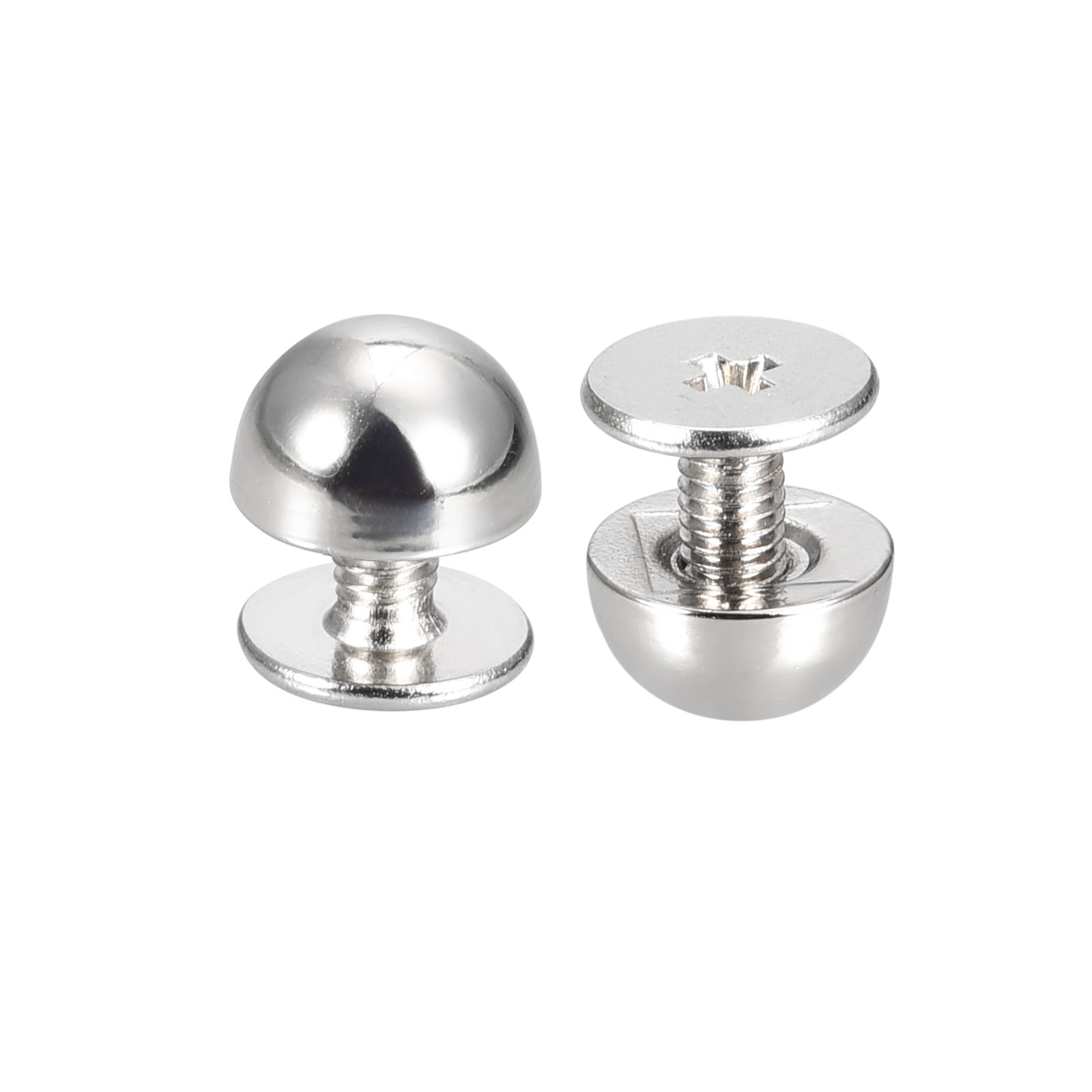 Screw Back Rivets, 8 Sets 8x5mm Round Rivet Leather Spike, Silver Tone
