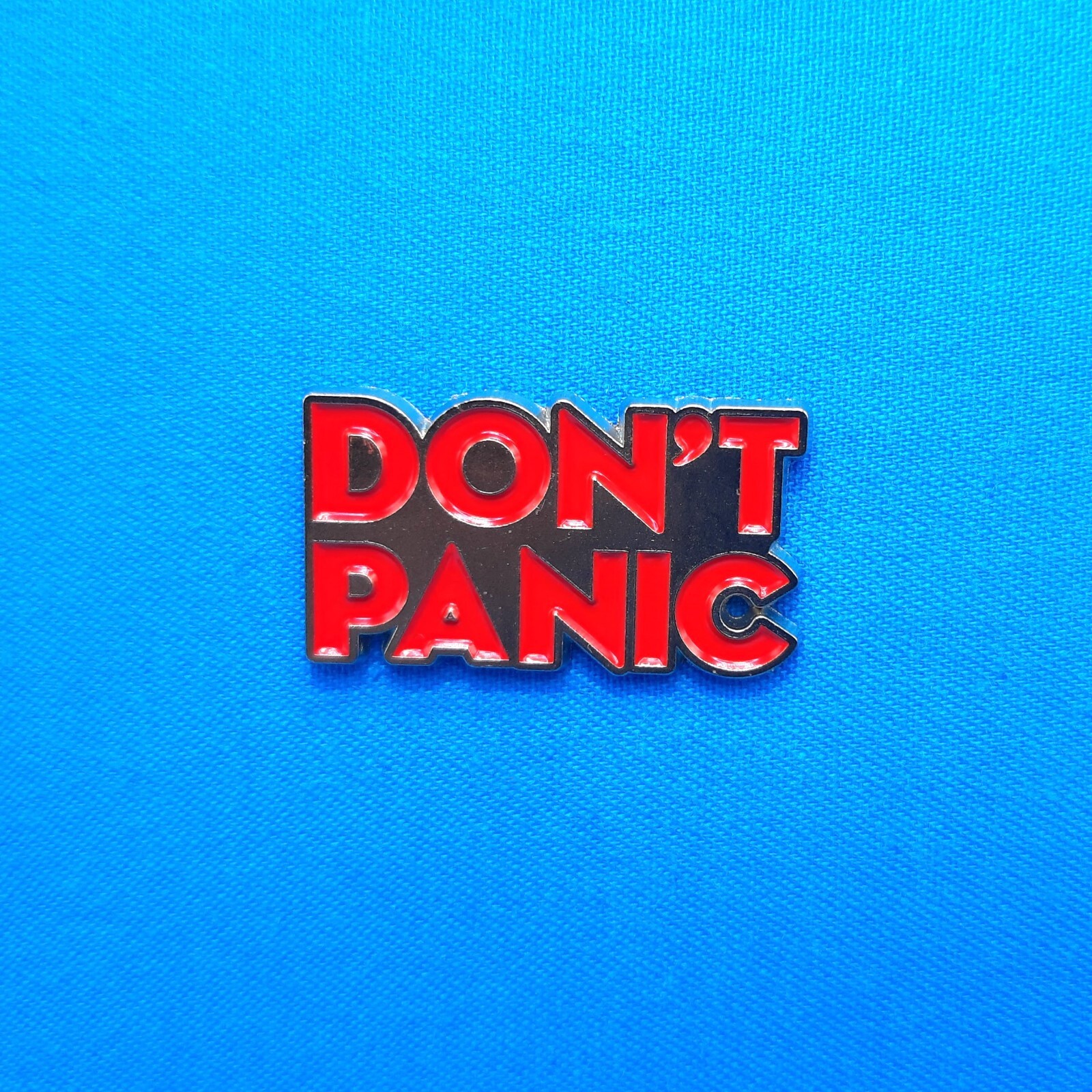 Don't Panic Silver Background Enamel Pin PN1157