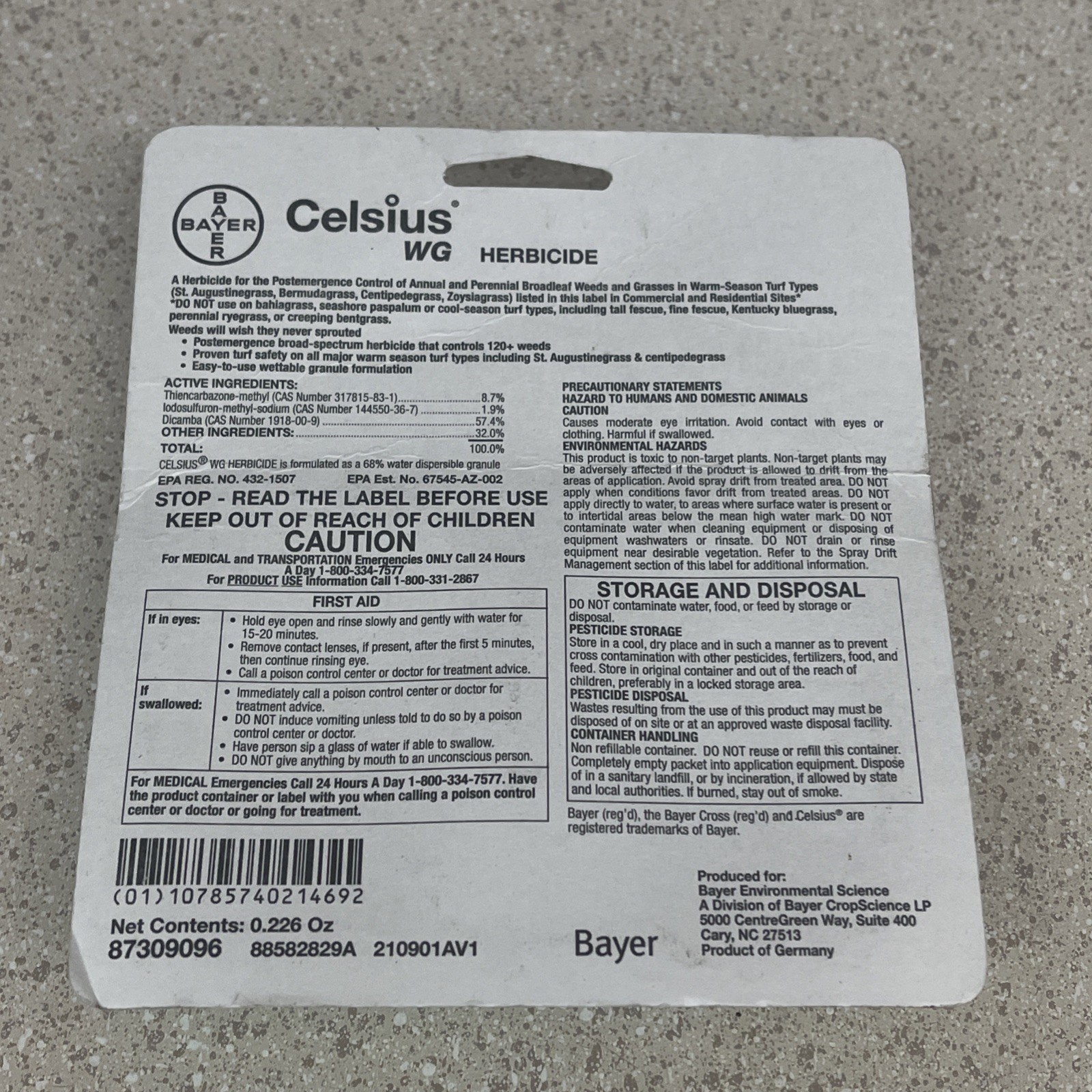 Celsius Herbicide - Single dose 0.226 oz Easy Mix Packet - Post Emergent