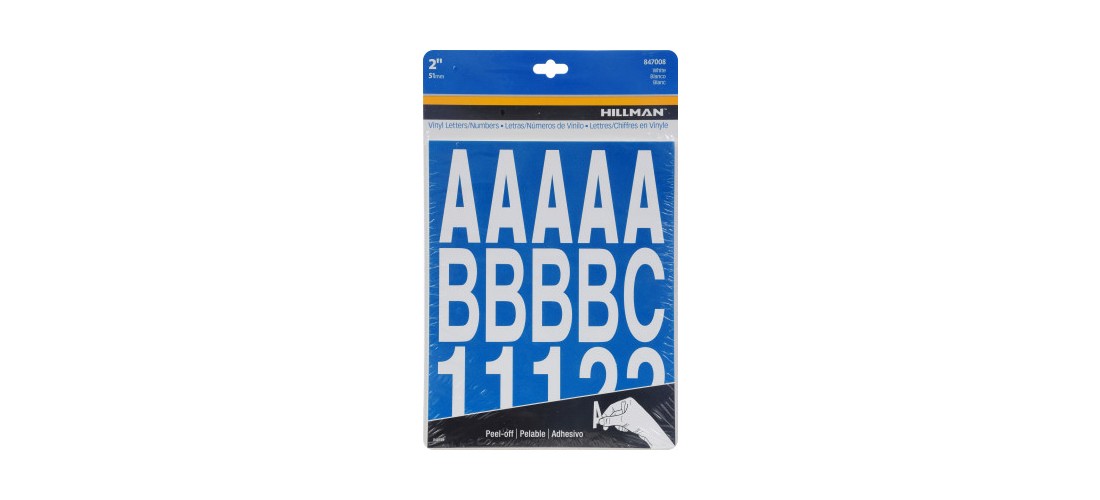 Letter and Number Set 2" White Vinyl Self-Adhesive 0-9, A-Z Glossy