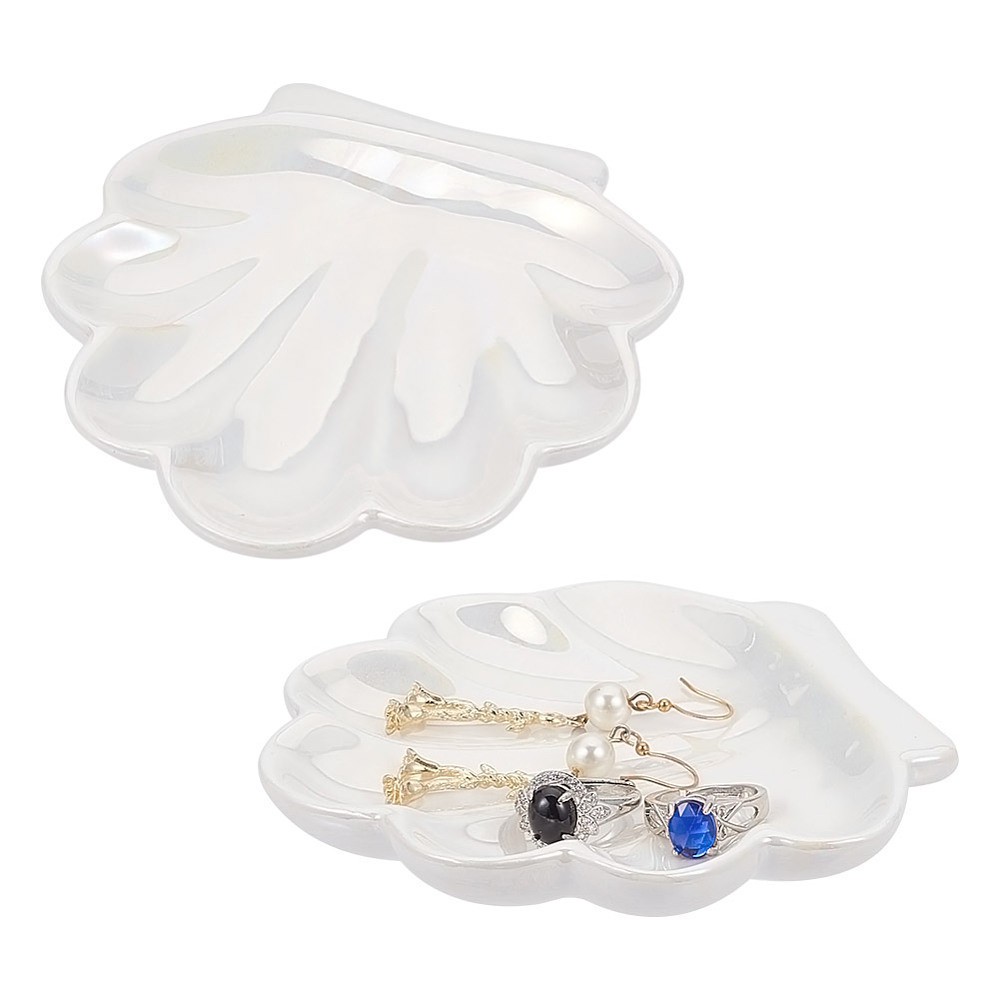2pc Shell Shape Porcelain Jewelry Plate Storage Tray for Rings Necklaces Earring