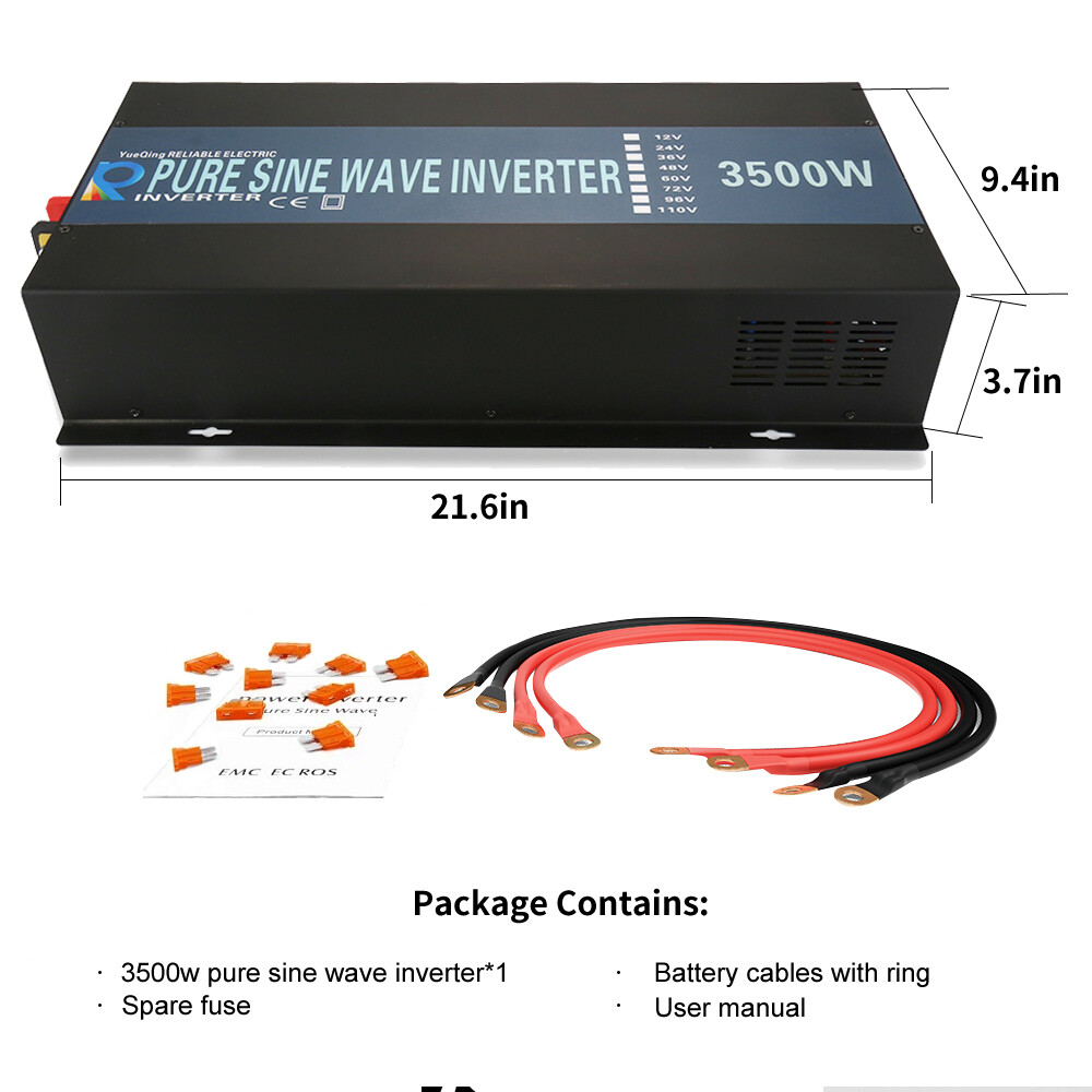 Pure Sine Wave Inverter 3500 Watt Power Converter 48V to 120V Home Truck Motor