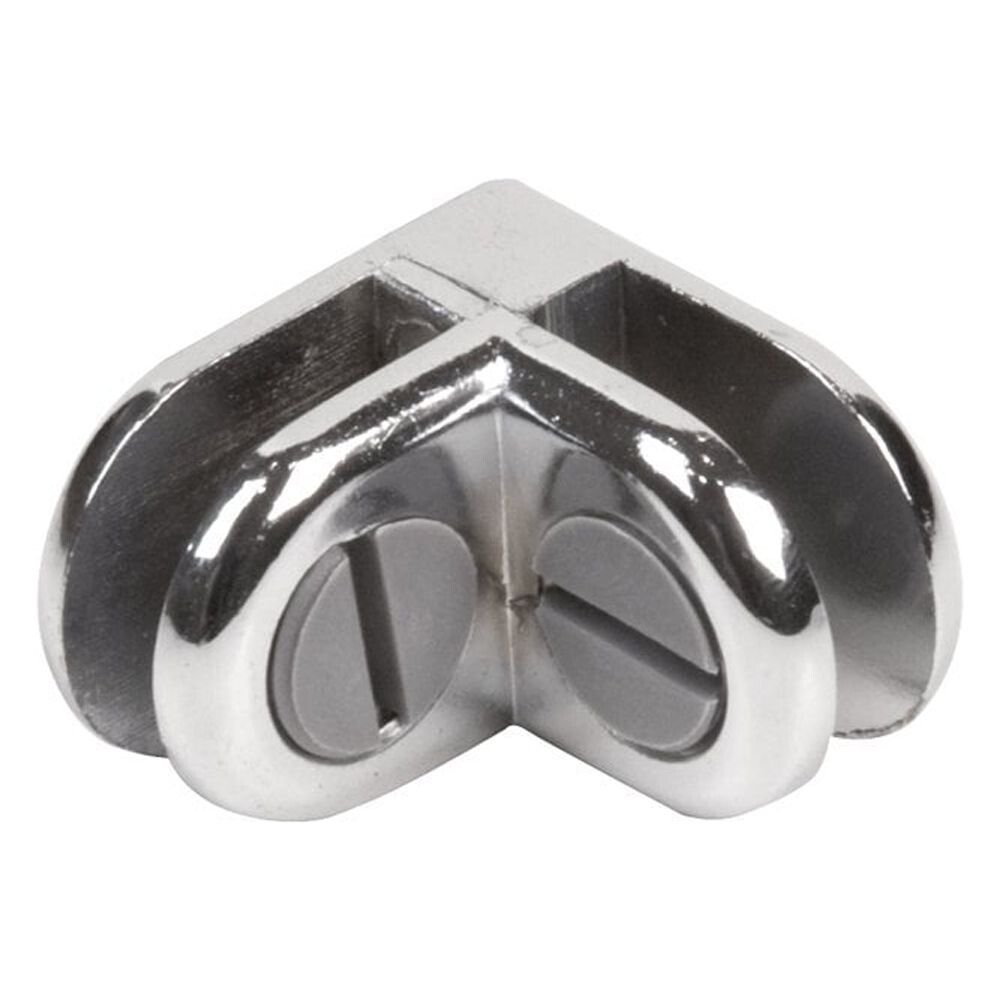 Set Of 50 Pieces Chrome 2-Way Glass Display Connector 3/16 Inch Tempered Glass