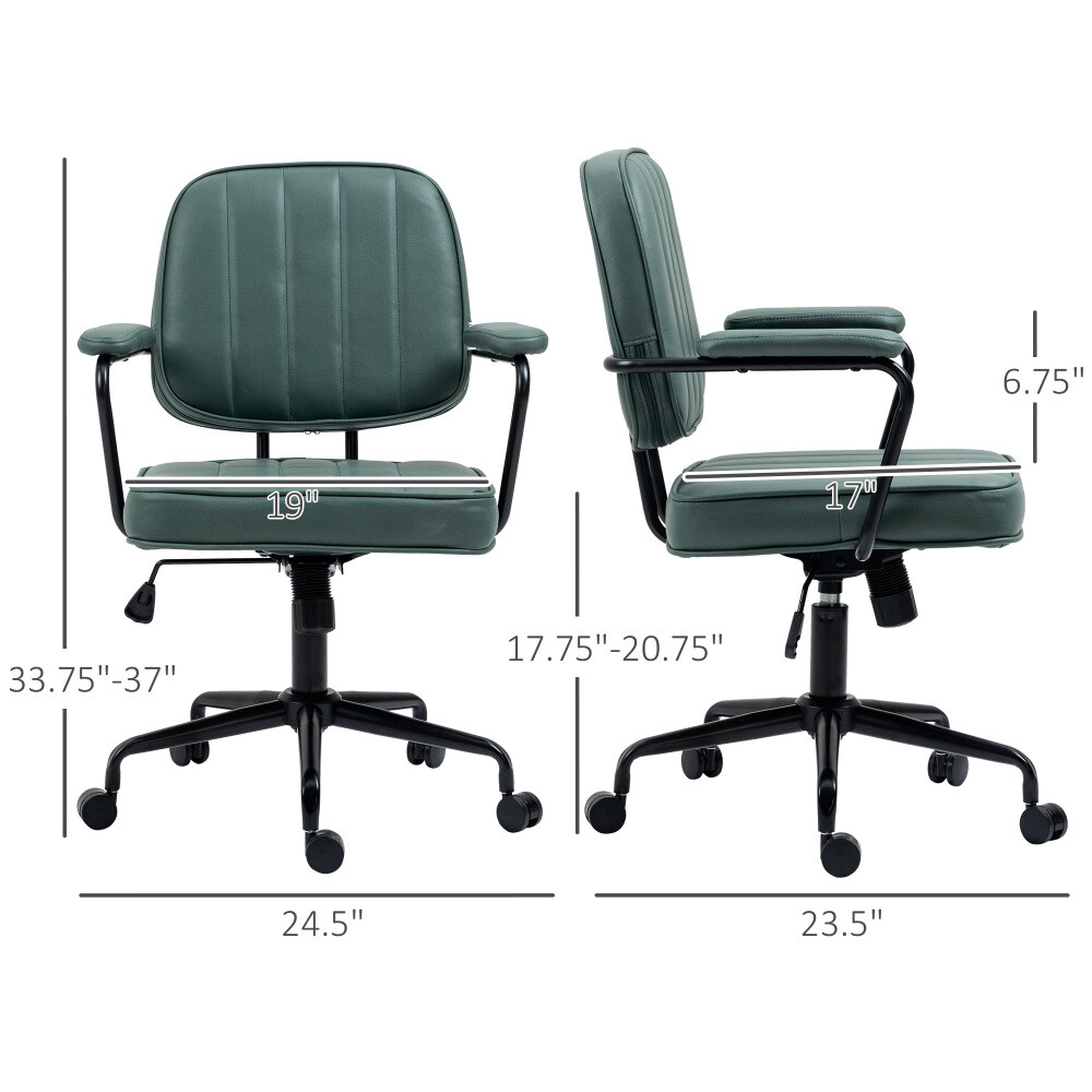 Home Office Chair with Adjustable Height and Tilt and Back Support Green