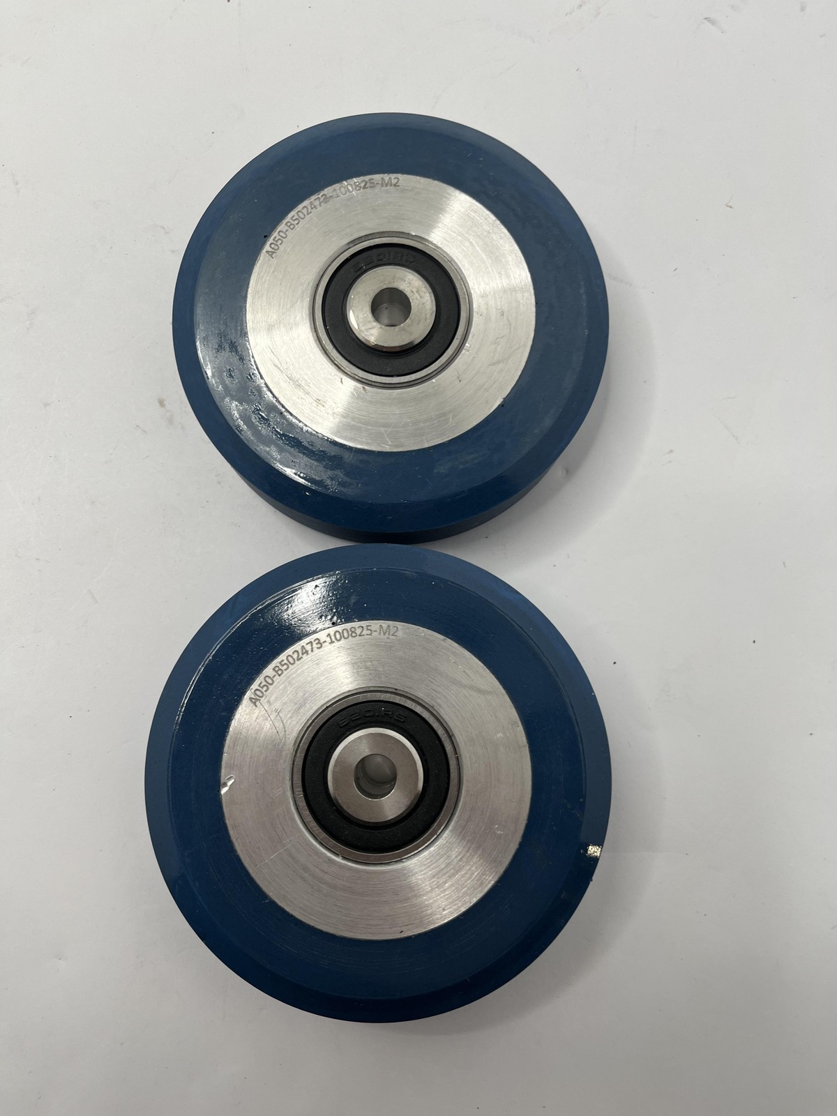 2pk Blue Polyurethane Idler Drive Wheel Roller w/ Bearing A050-B502473-100825-M2