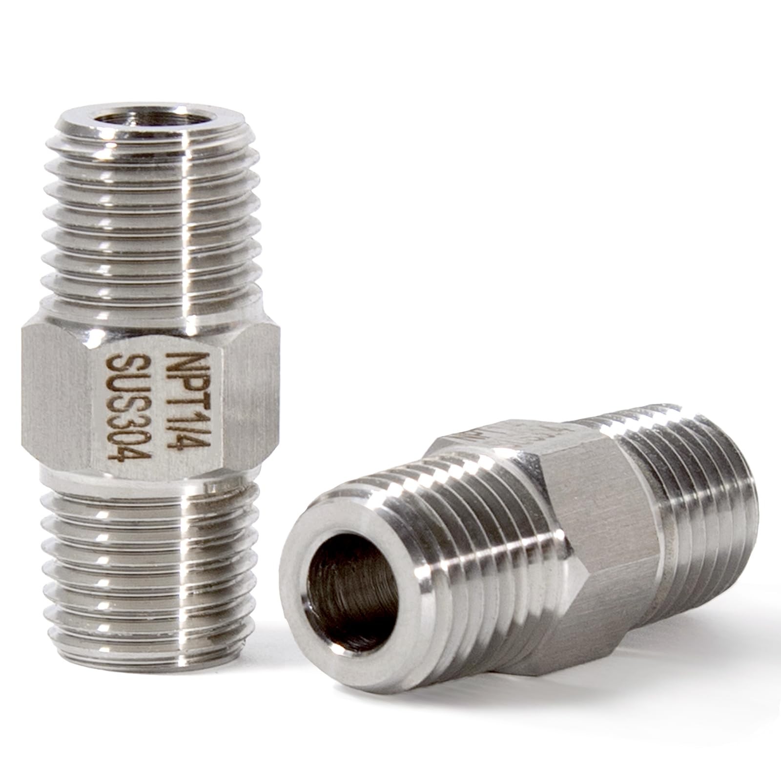 1/4" Male x 1/4" Male Hex Nipple Pipe Fittings, 304 Stainless Steel 1/4 inch ...